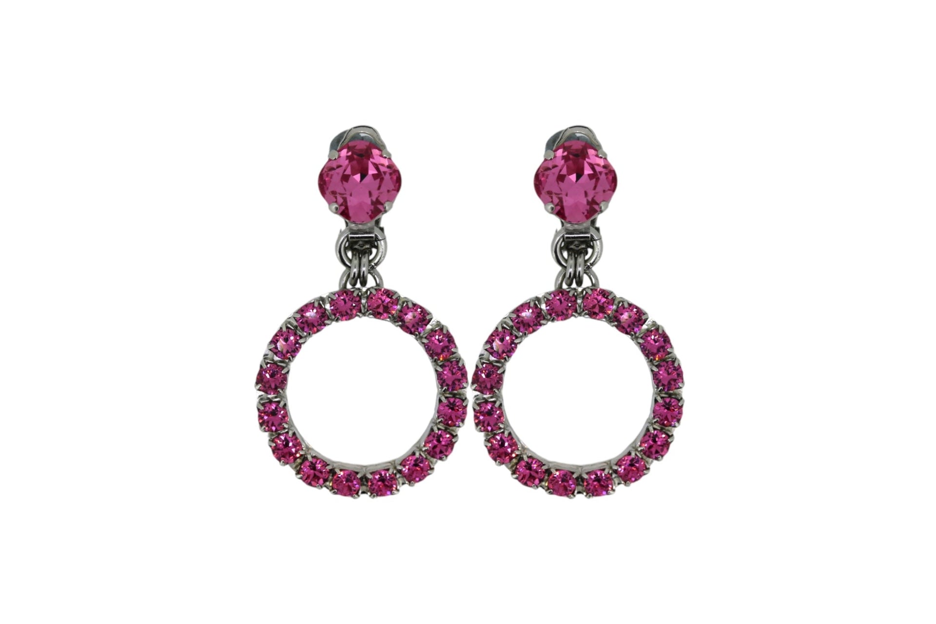 The Small Pink Hoop Earrings In Platinum - Pierced