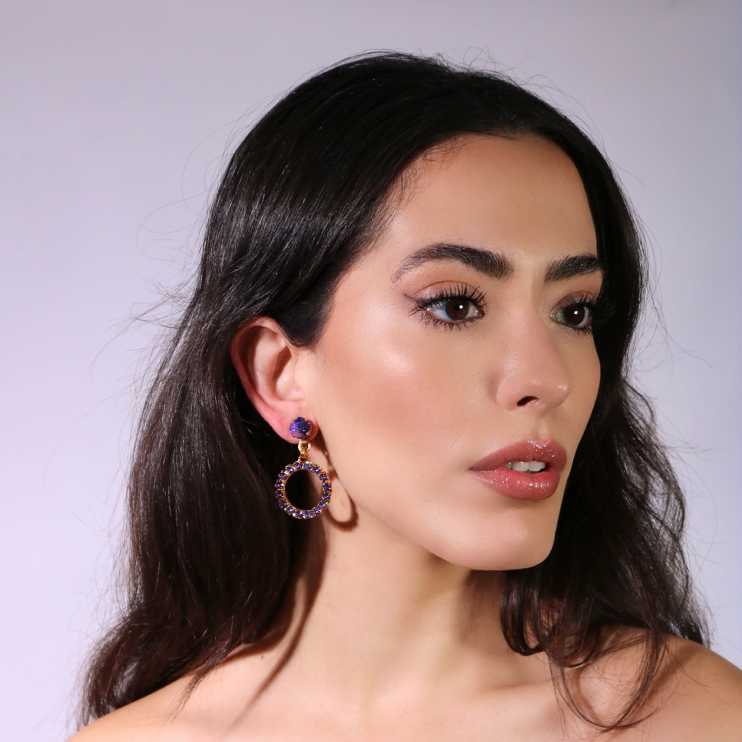 The Small Purple Hoop Earrings In Gold - Clip