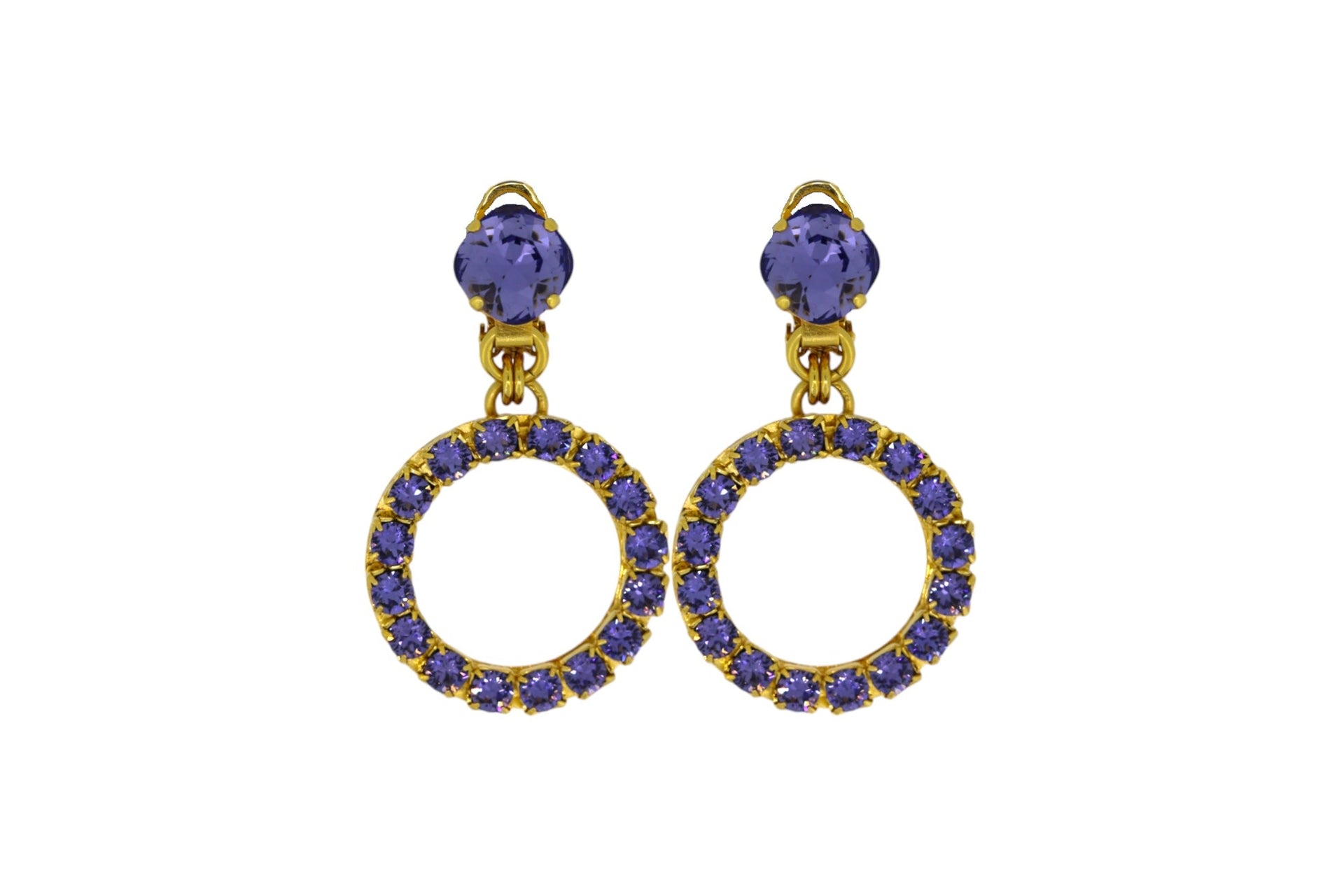 The Small Purple Hoop Earrings In Gold - Clip