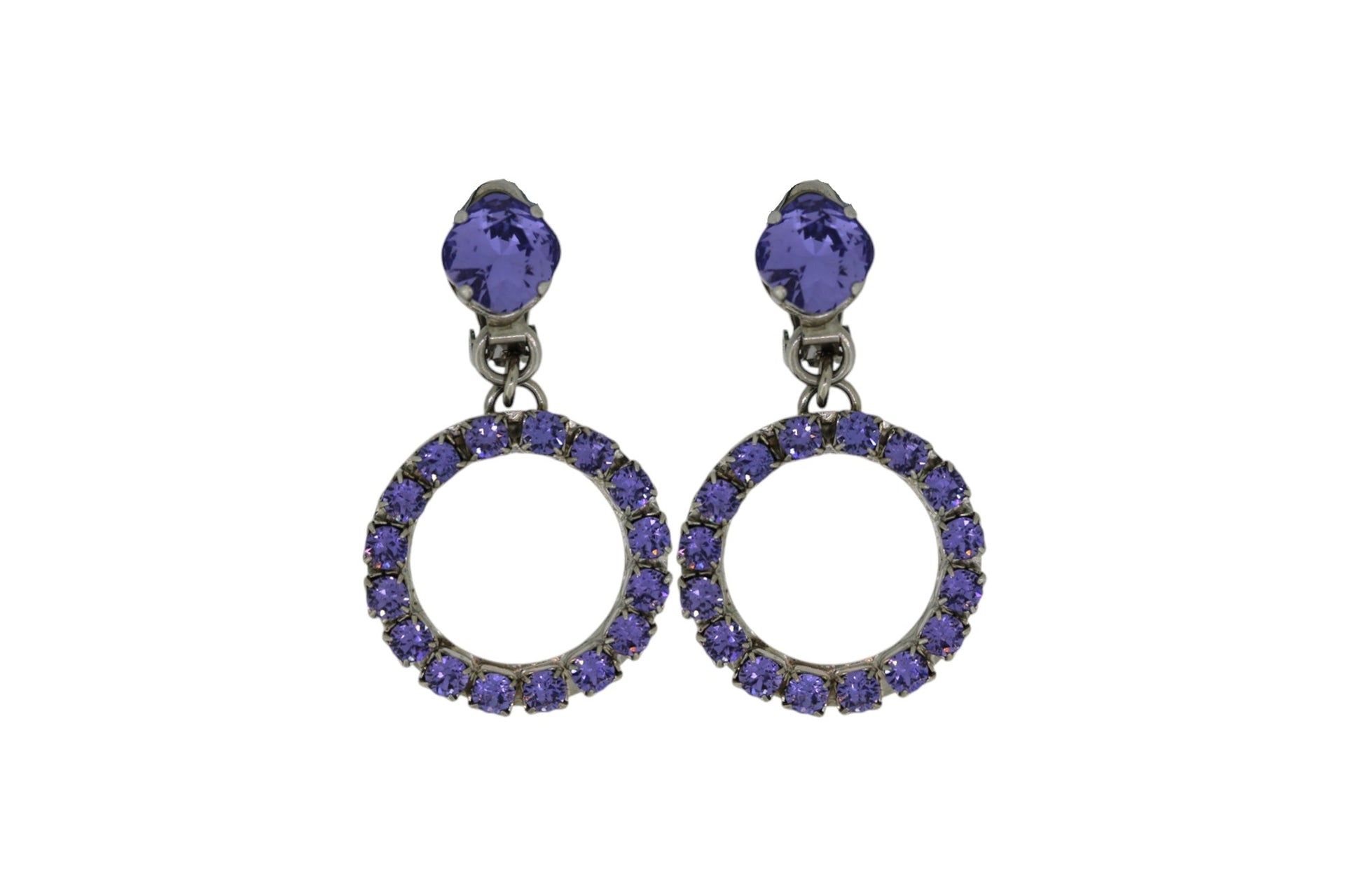 The Small Purple Hoop Earrings In Platinum - Pierced