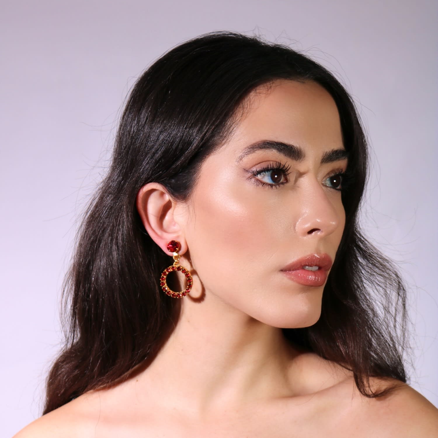 The Small Red Hoop Earrings In Gold - Pierced