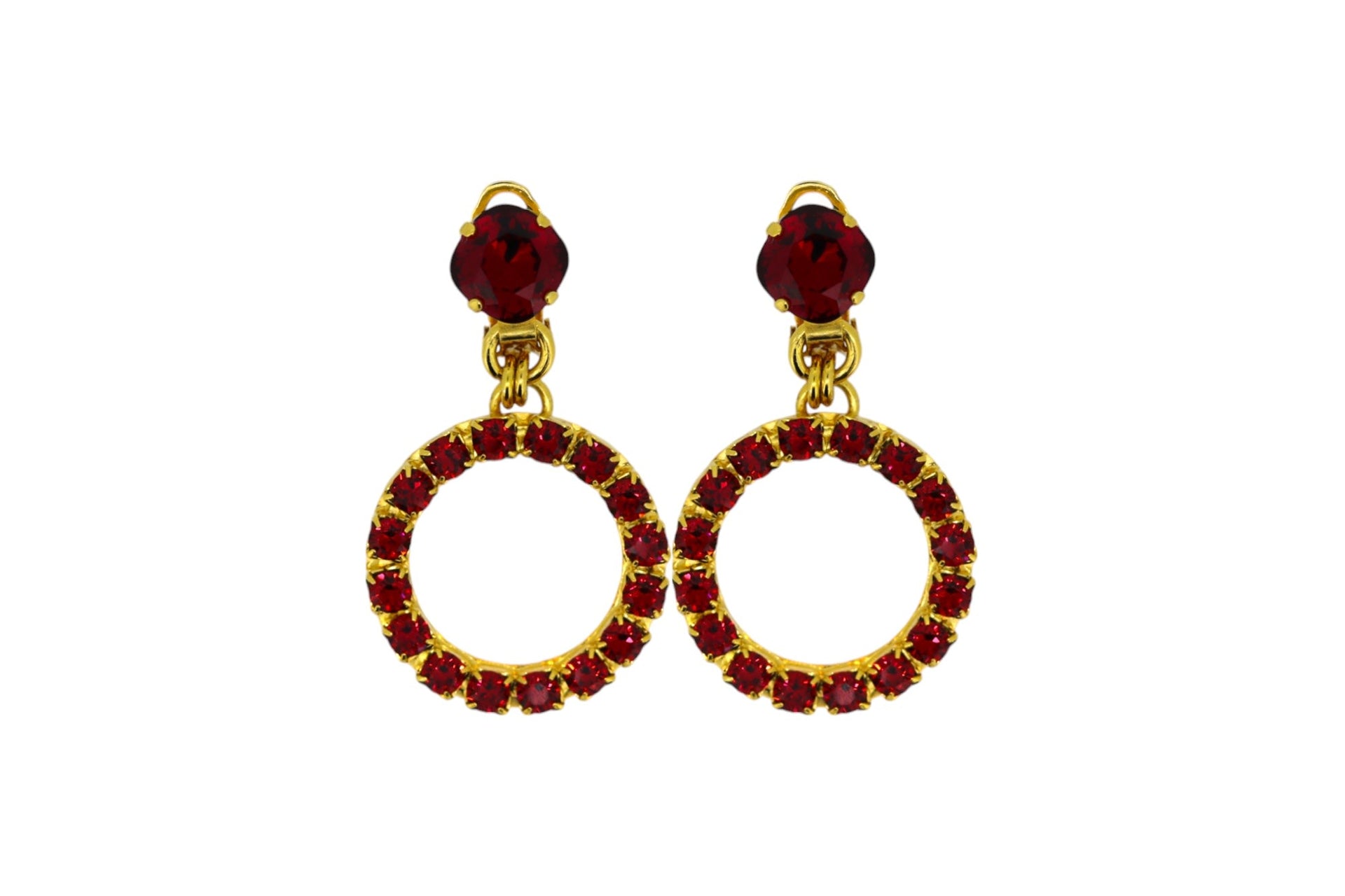 The Small Red Hoop Earrings In Gold - Clip