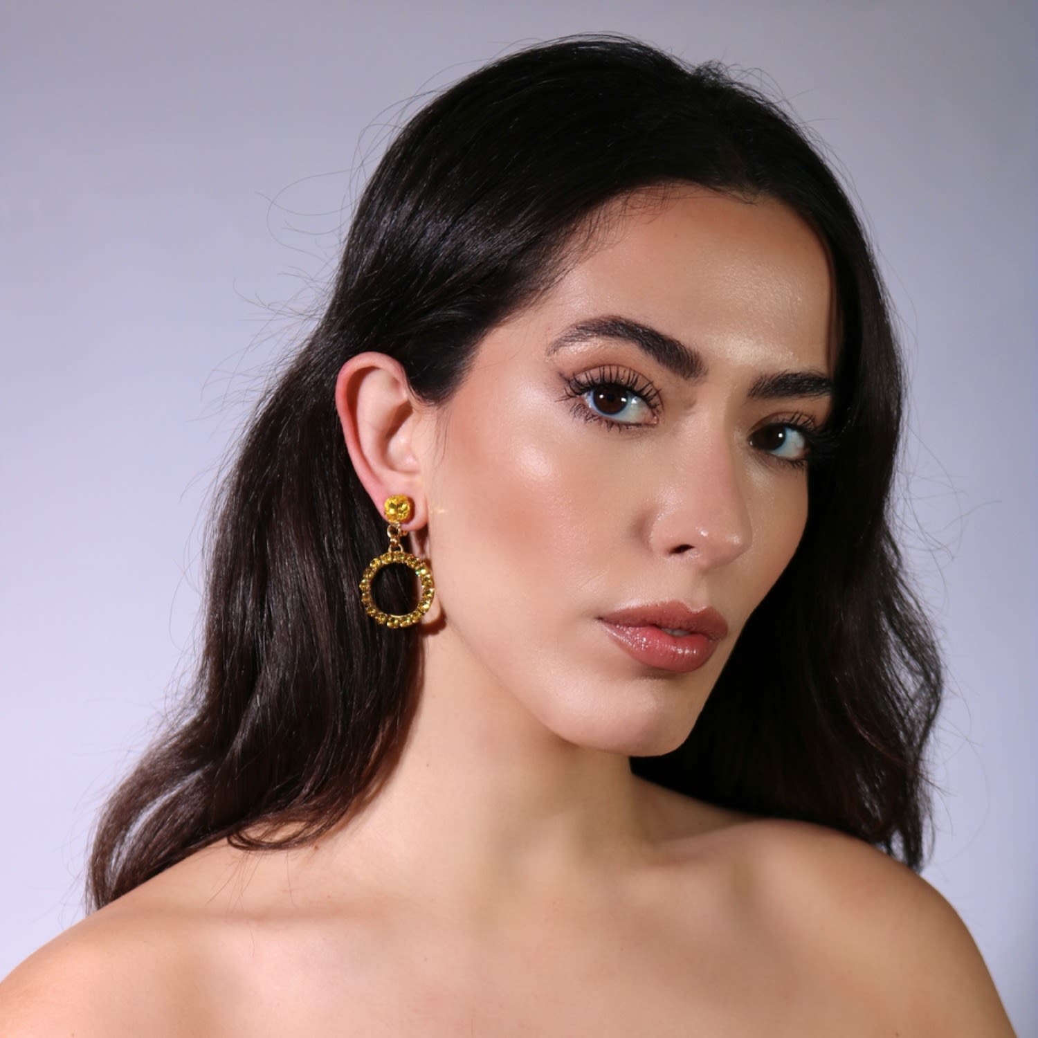 The Small Yellow Hoop Earrings In Gold - Clip