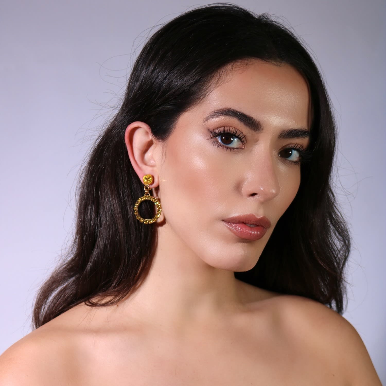 The Small Yellow Hoop Earrings In Gold - Pierced