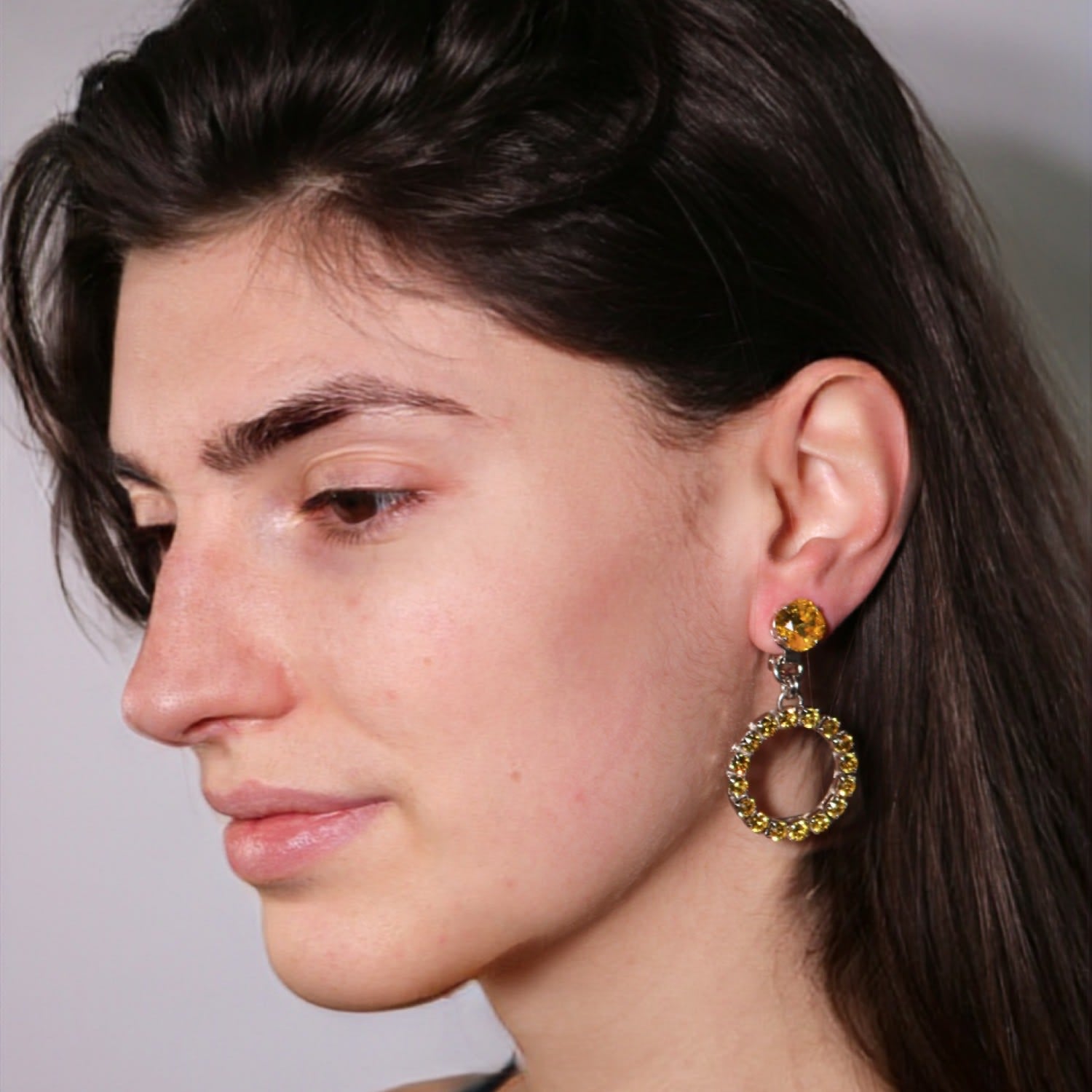 The Small Yellow Hoop Earrings In Platinum - Pierced