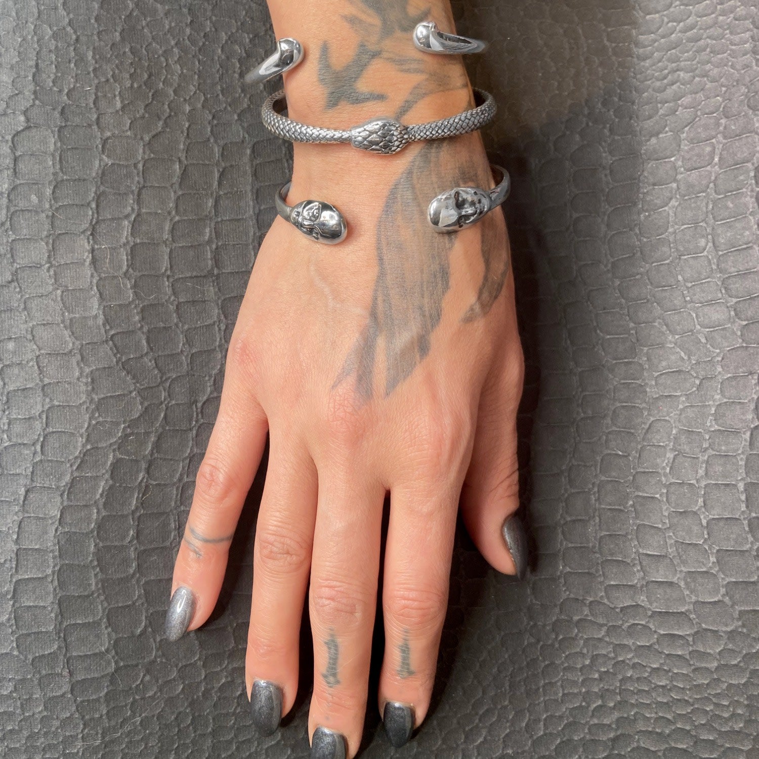 The Stranger Face Cuff - Sterling Silver - Womens