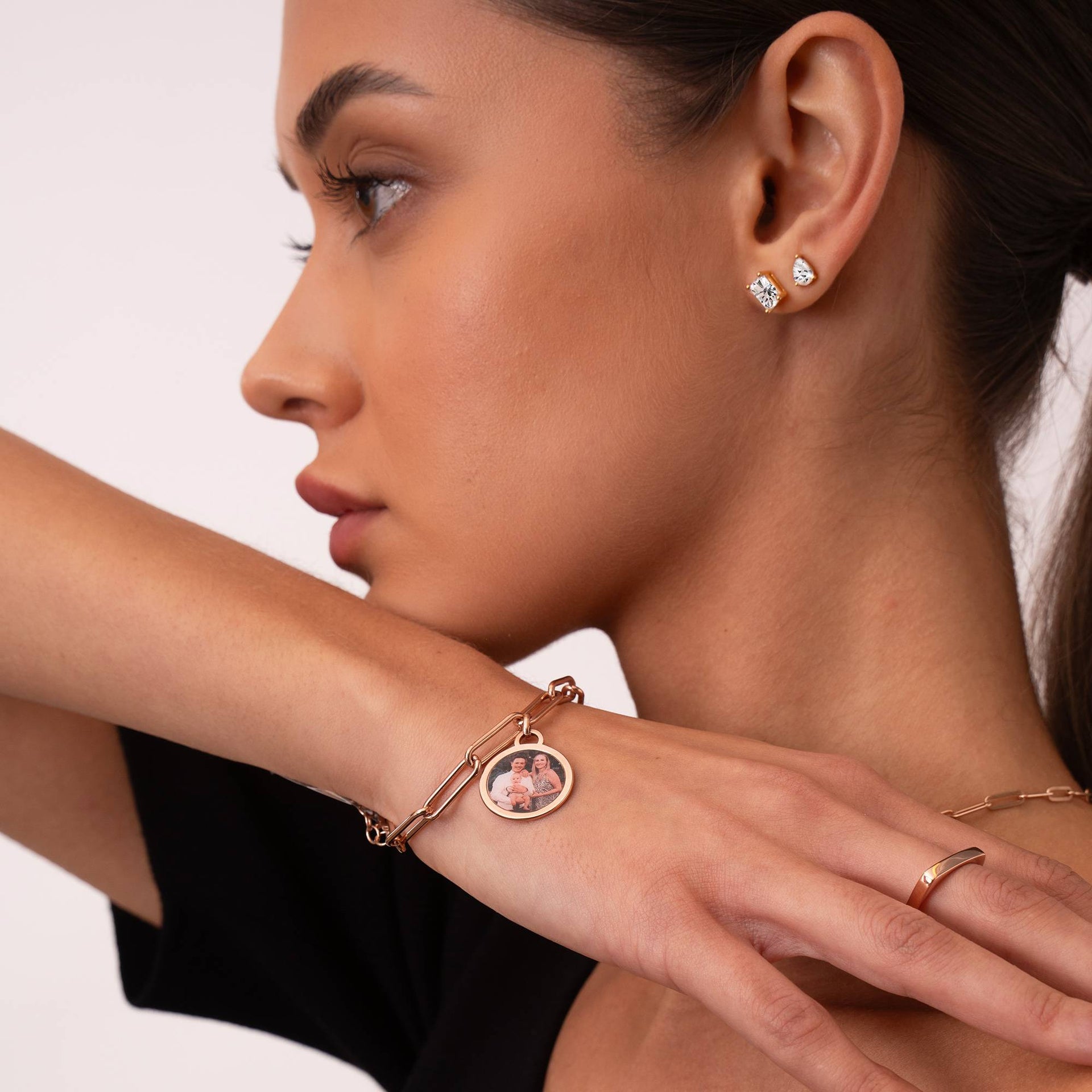 The Sweetest Photo Pendant Bracelet in 18K Rose Gold Plating - photo inside bracelet