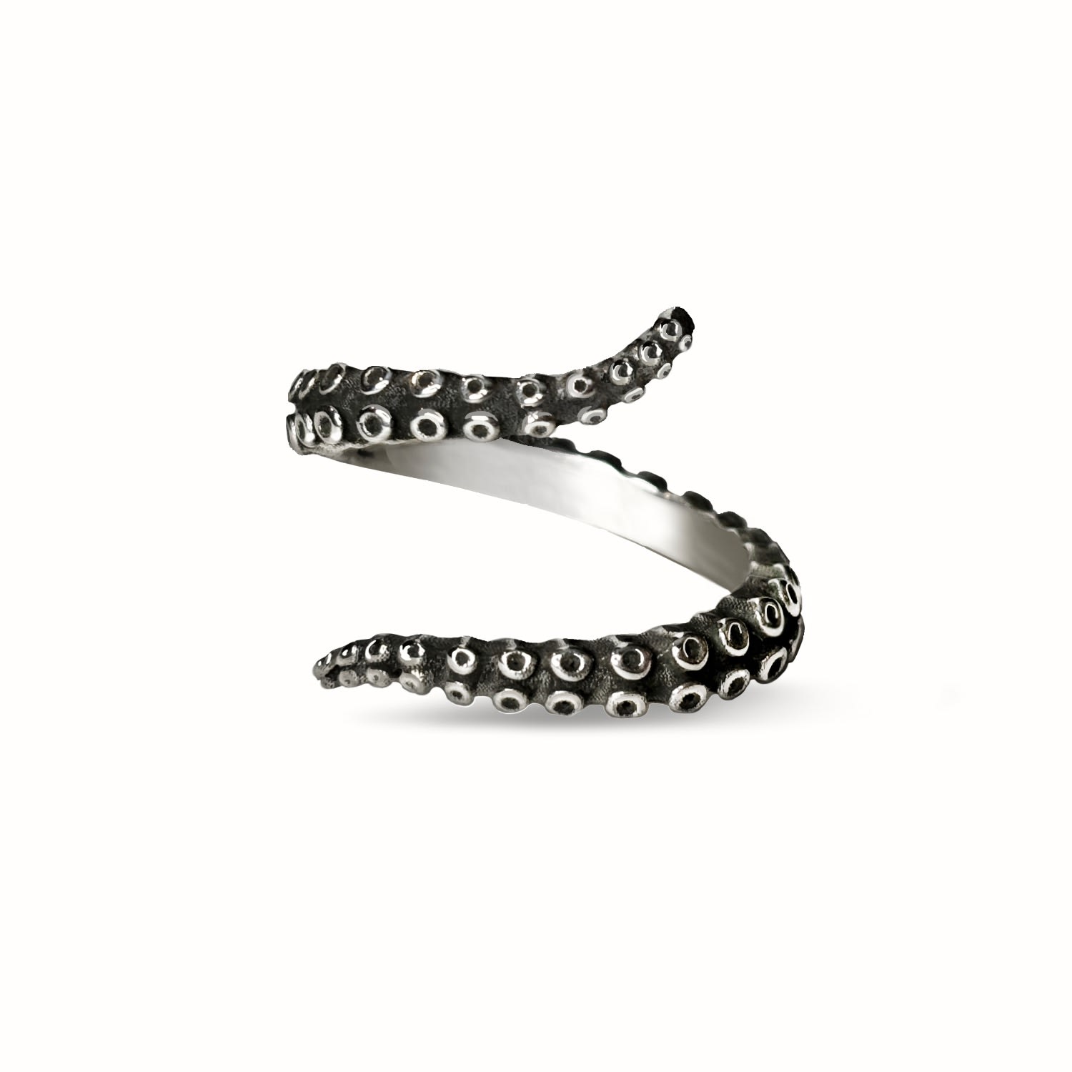 The Tentacle Wrap Ring - Sterling Silver Octopus Adjustable - Waterproof