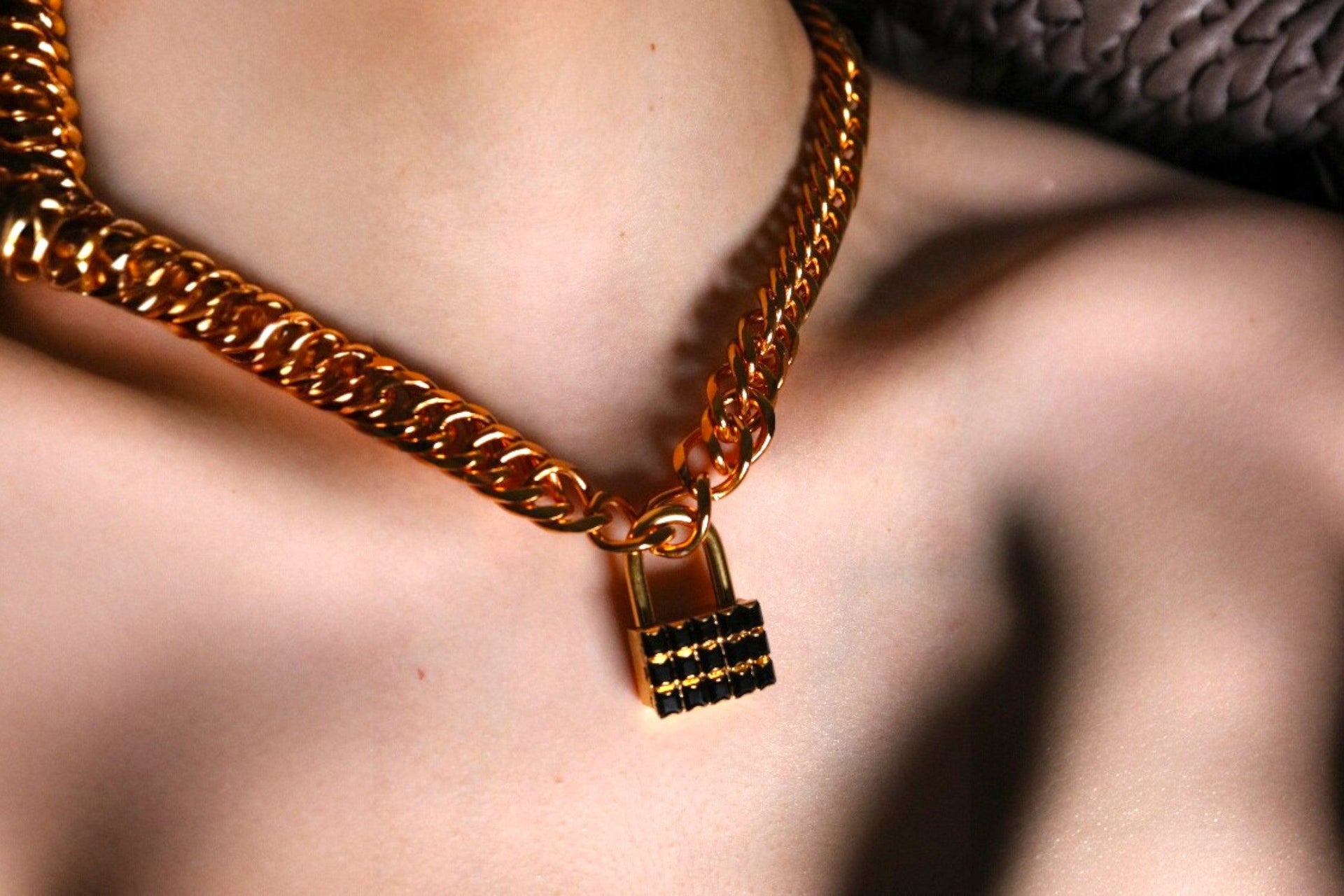 The Tile Lock Necklace In Gold