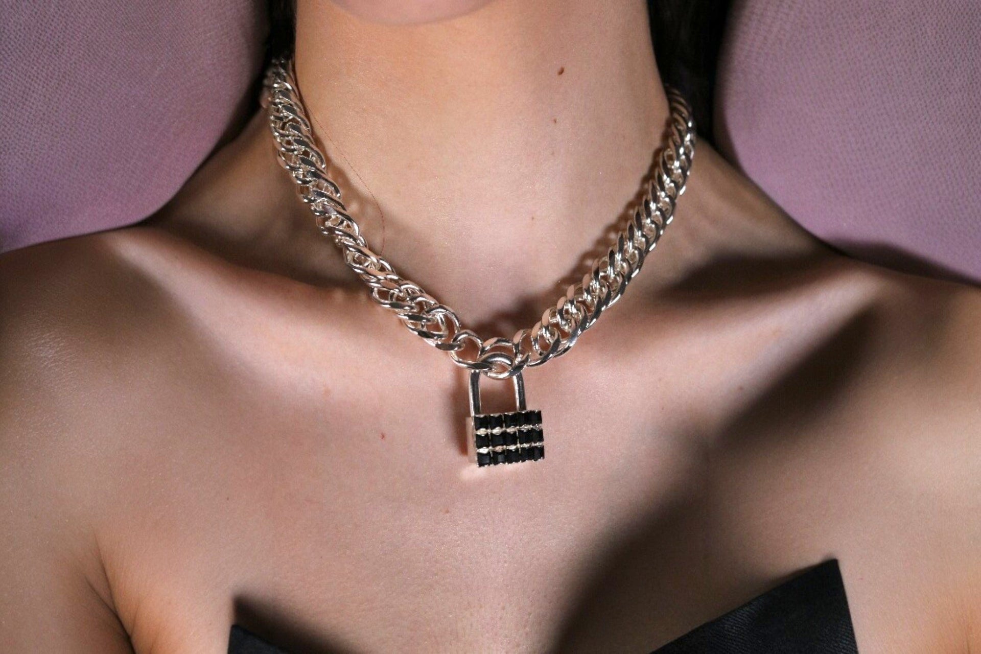 The Tile Lock Necklace In Silver
