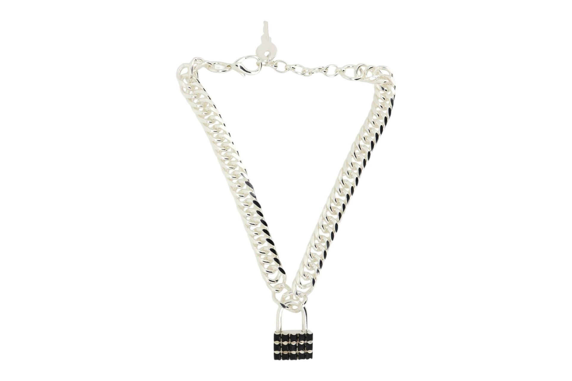 The Tile Lock Necklace In Silver