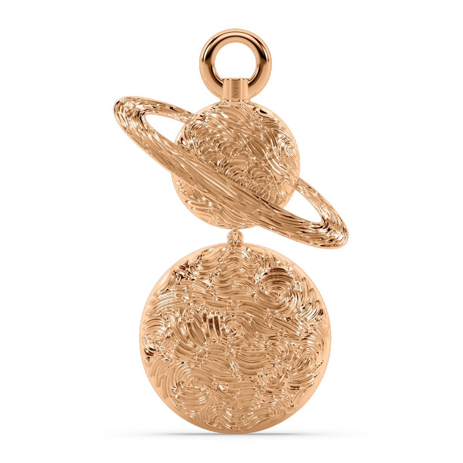 The Titan's Haze Charm - Saturn Planet Charm - Rose Gold