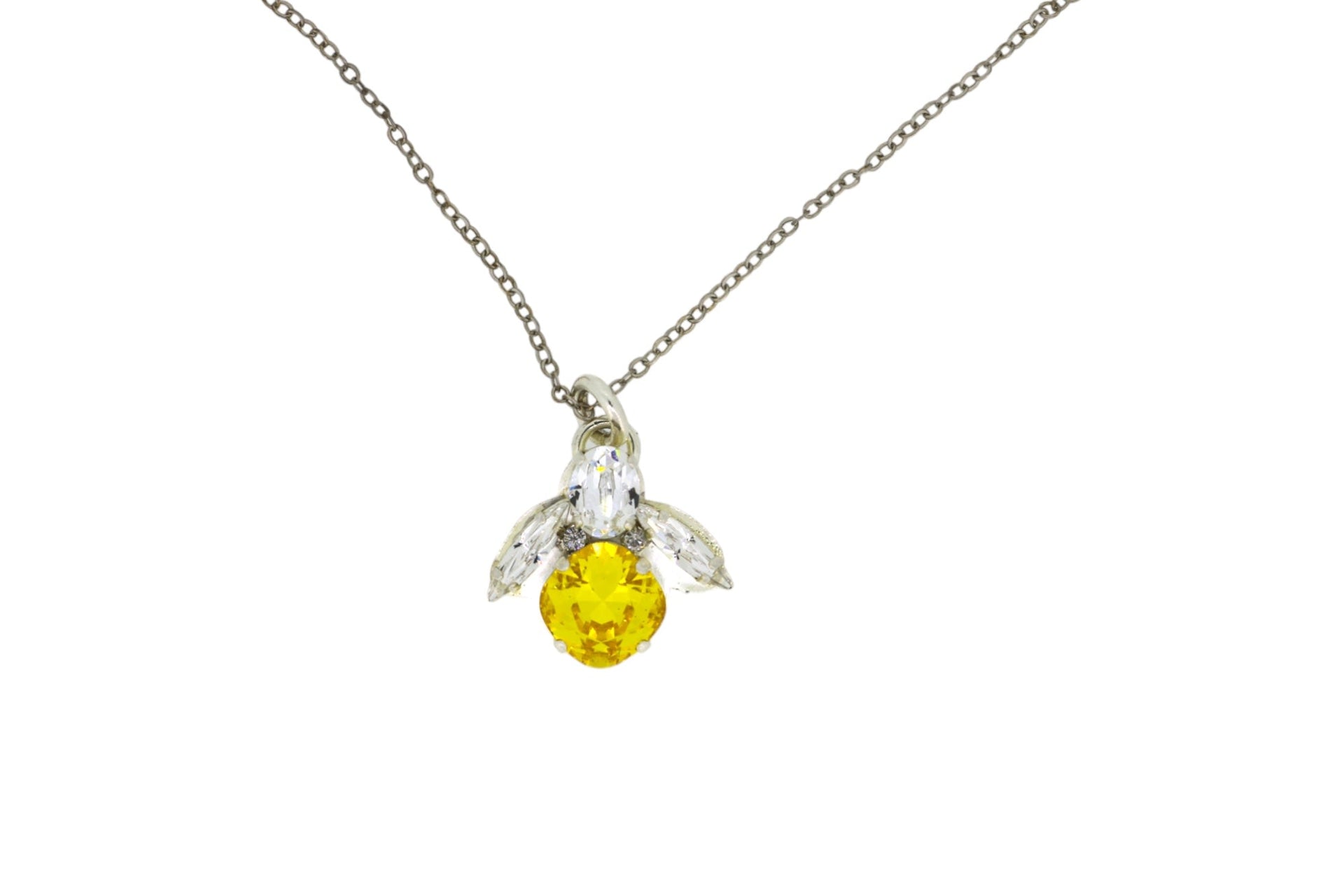 The Yellow Bee Necklace In Platinum - Long