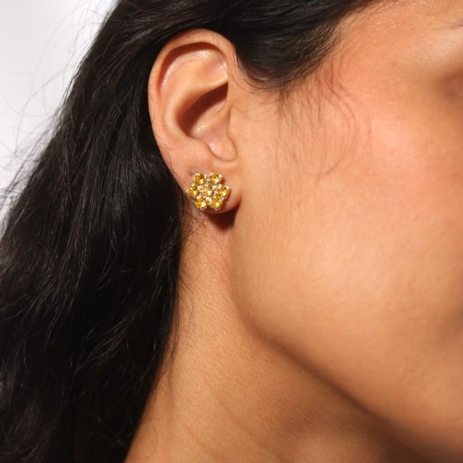 The Yellow Hive Earrings In Platinum - Pierced