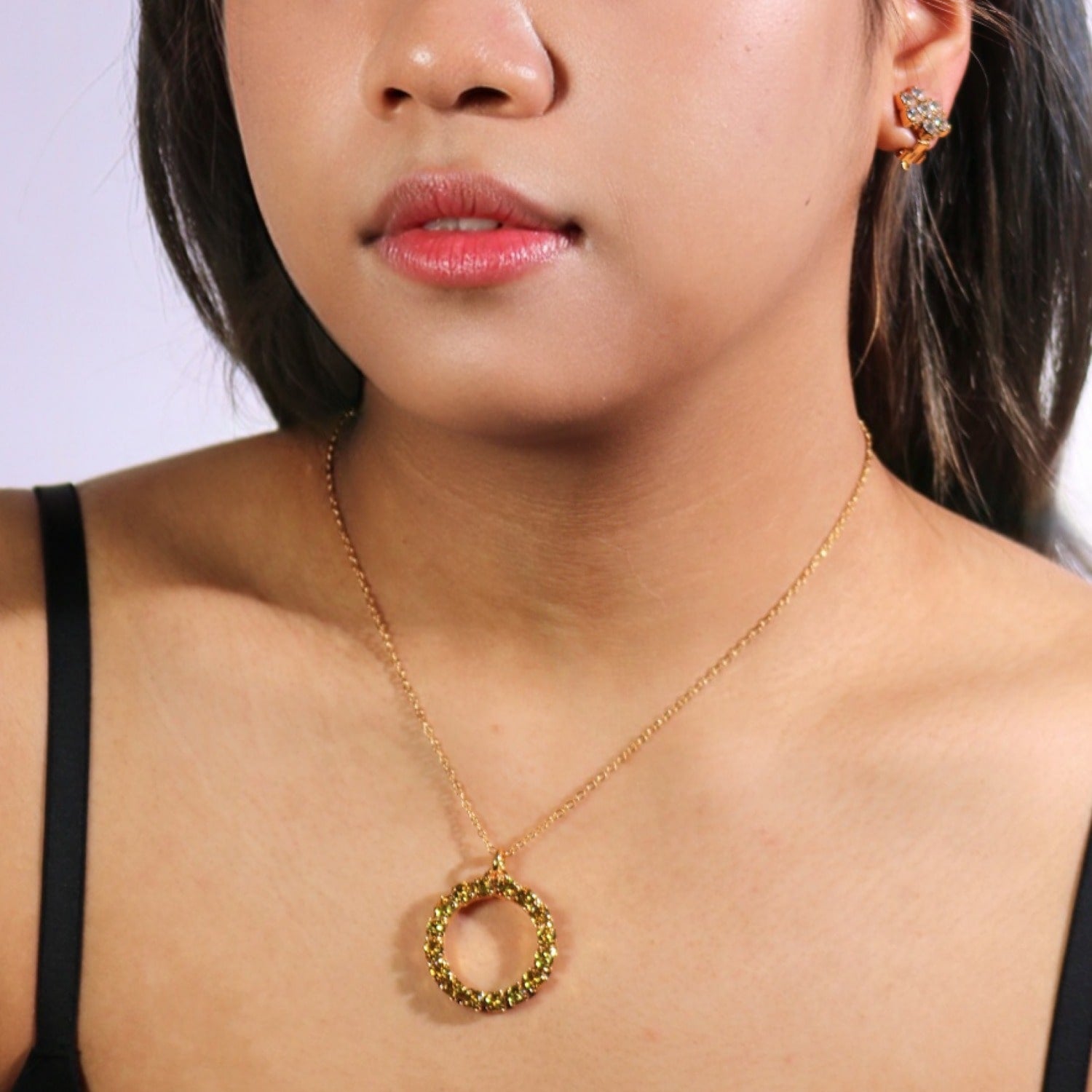 The Yellow Hoop Necklace In Gold - Long