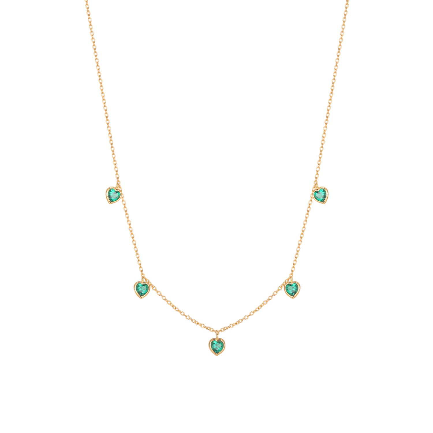 Thea Green Heart Pendant Gold Necklace