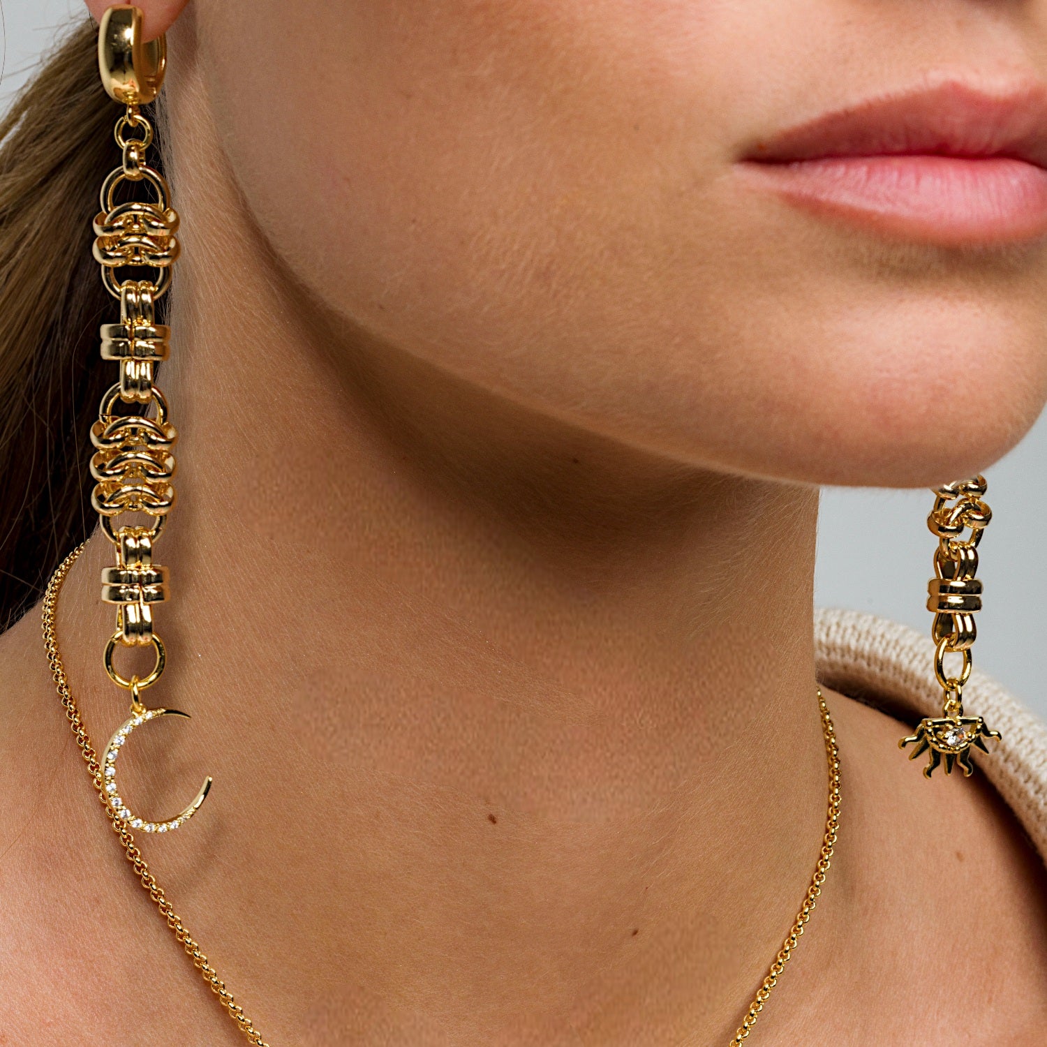 Thea Sun & Moon Drop Earrings