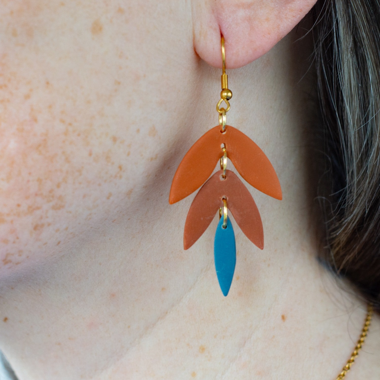 Therese Orange And Blue Tiered Earrings