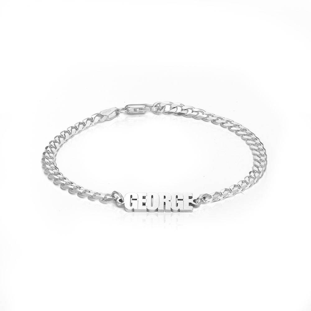 Thick Chain Name Bracelet in Sterling Siver