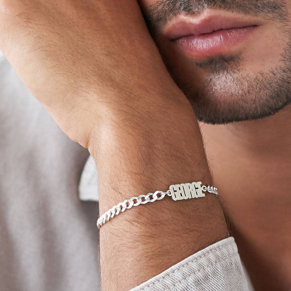 Thick Chain Name Bracelet in Sterling Siver