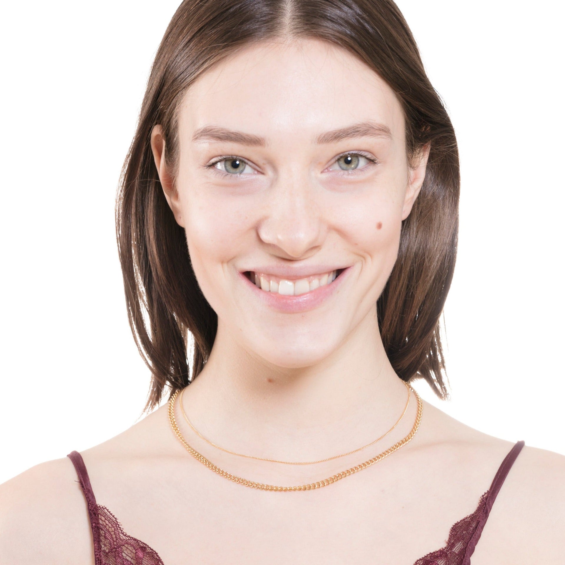 Thick Curb Chain Layered Necklace Gold