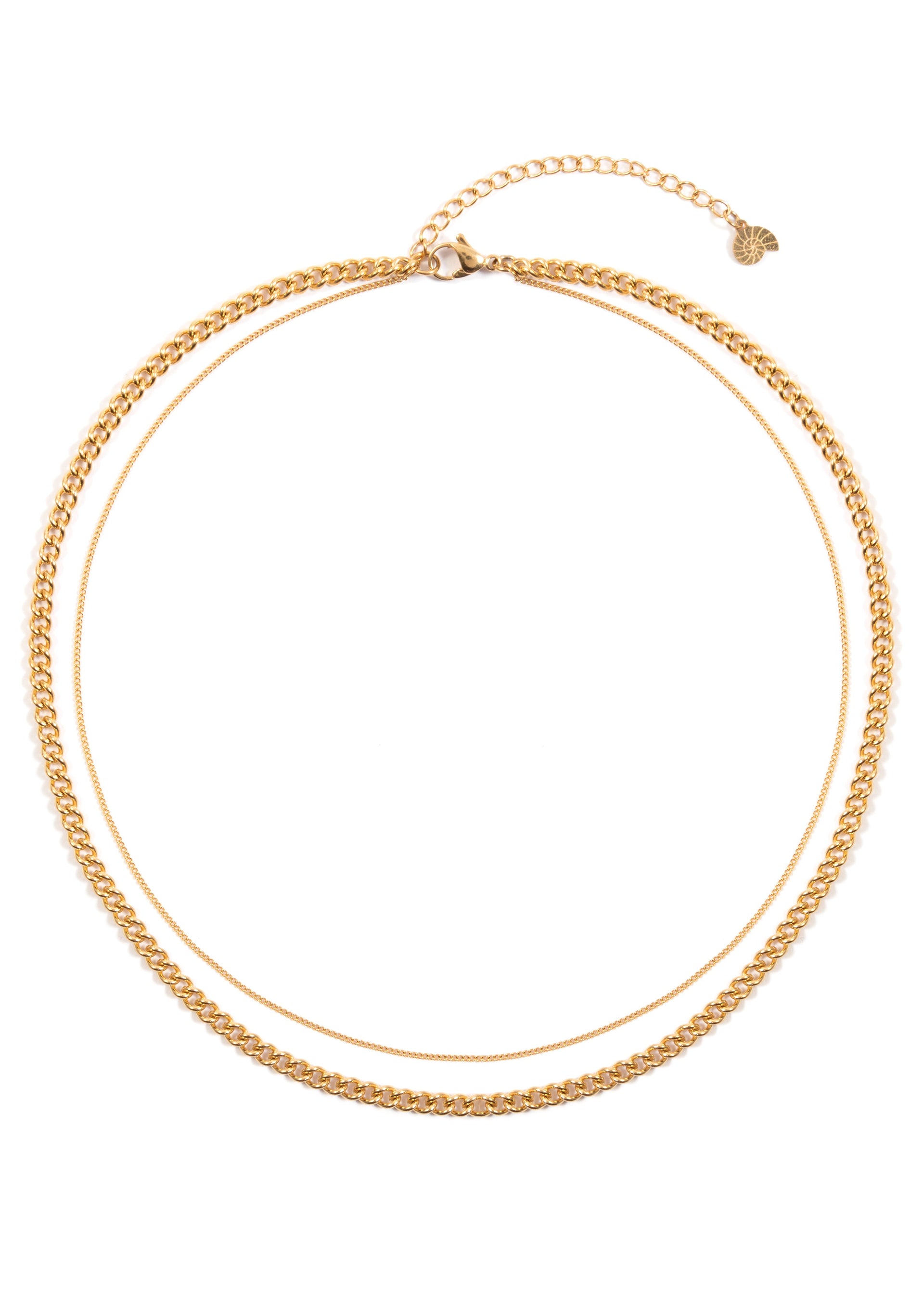 Thick Curb Chain Layered Necklace Gold