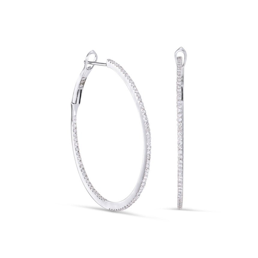 Thin Diamond Hoop Earrings