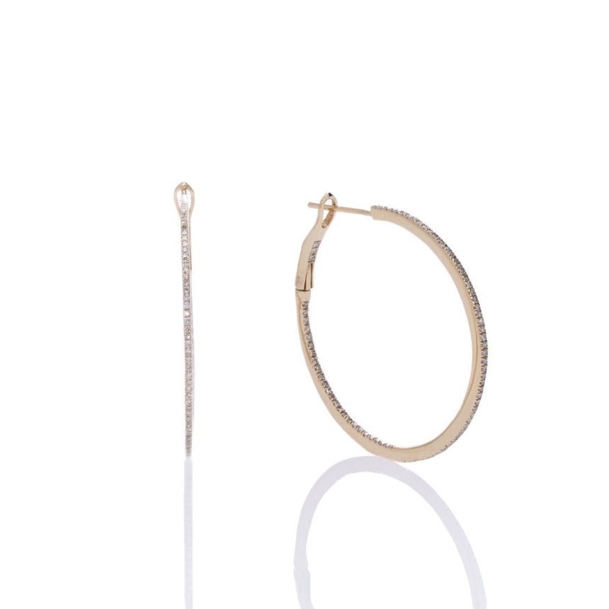 Thin Diamond Hoop Earrings