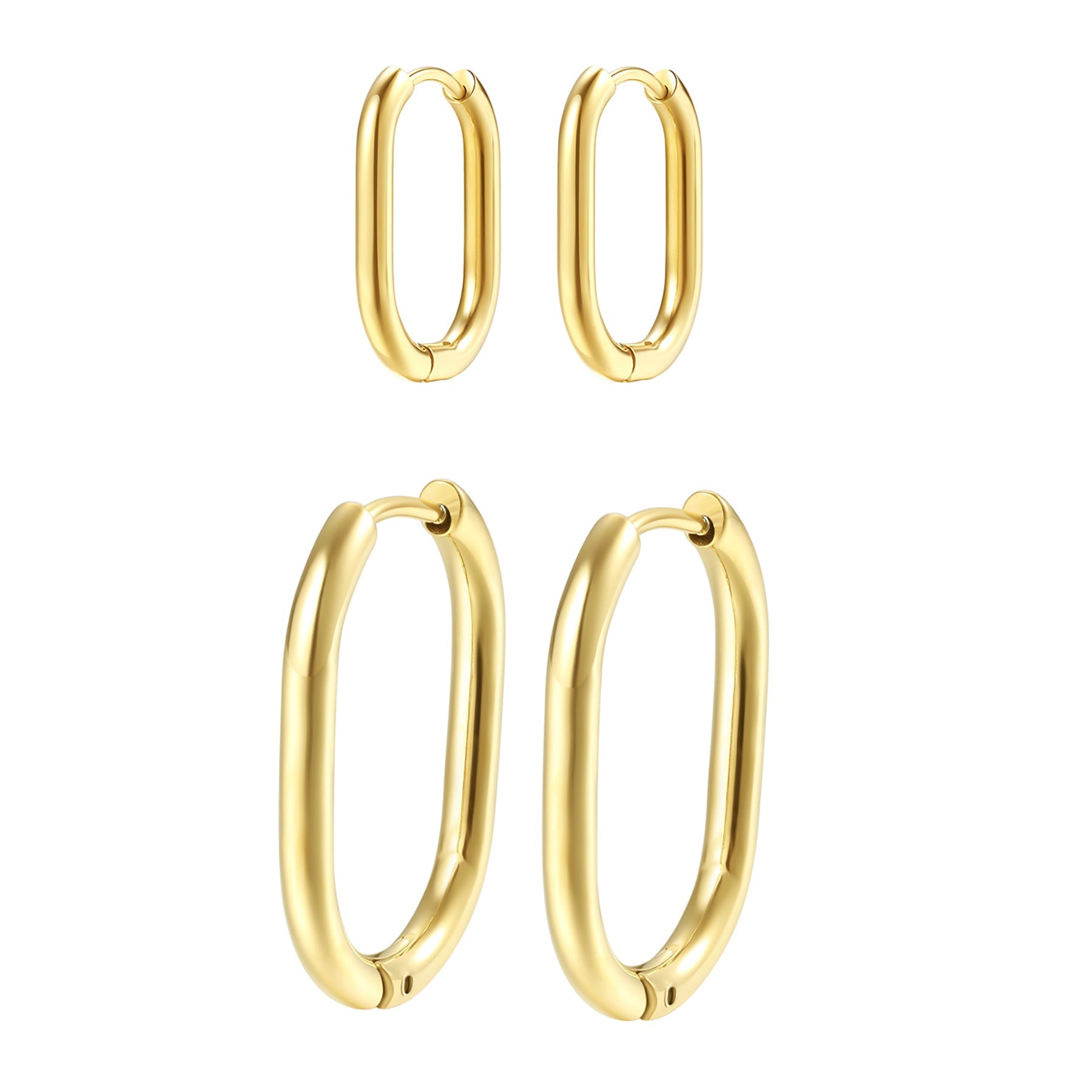 Thin Oval Hoop Earring Set Stainless Steel