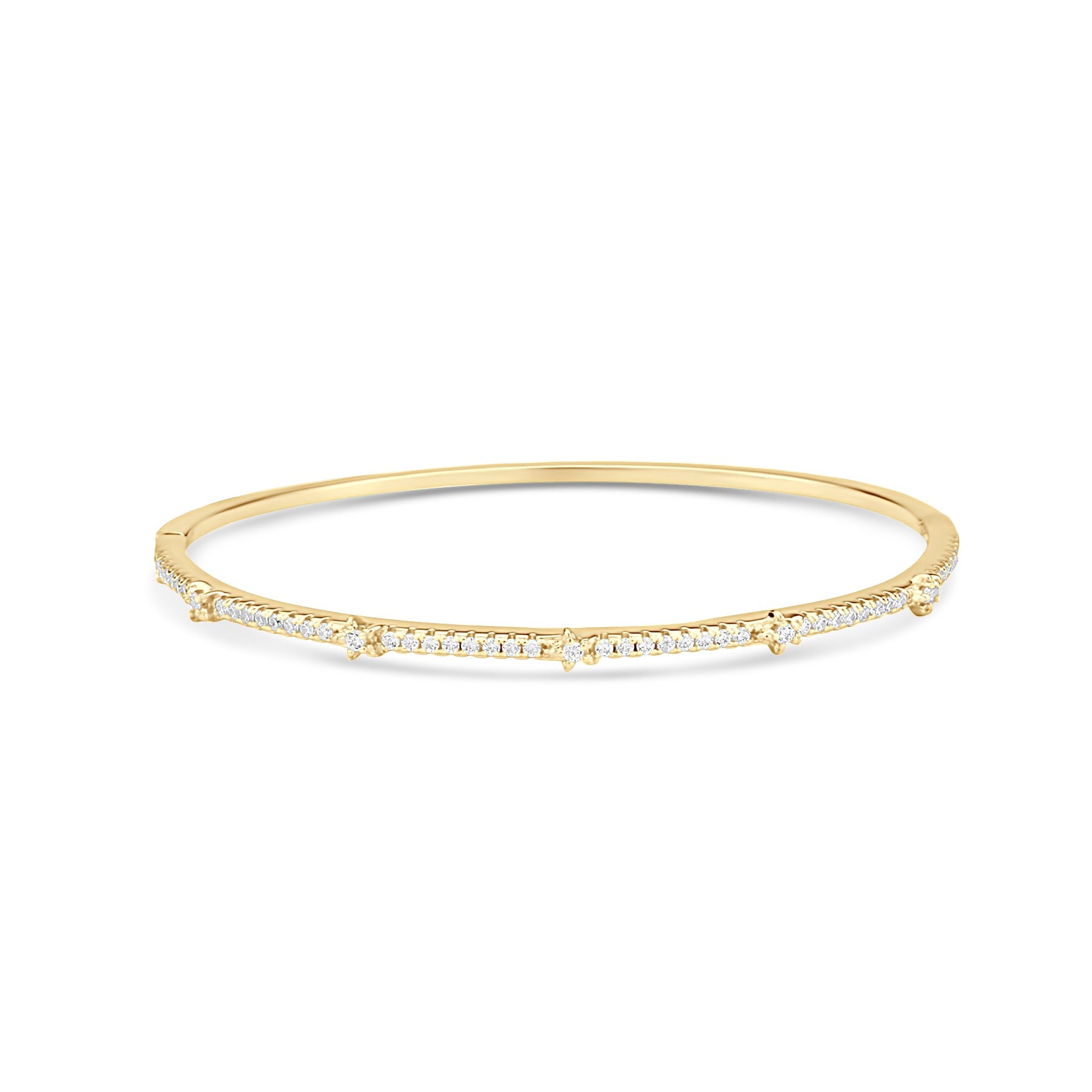 Thin Pave Bangle With Star - Gold
