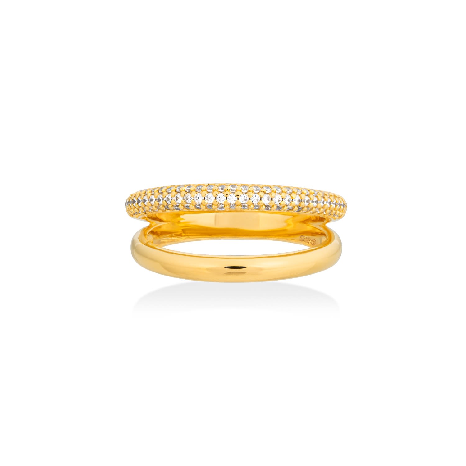 Thin Pave Dual Ring Gold
