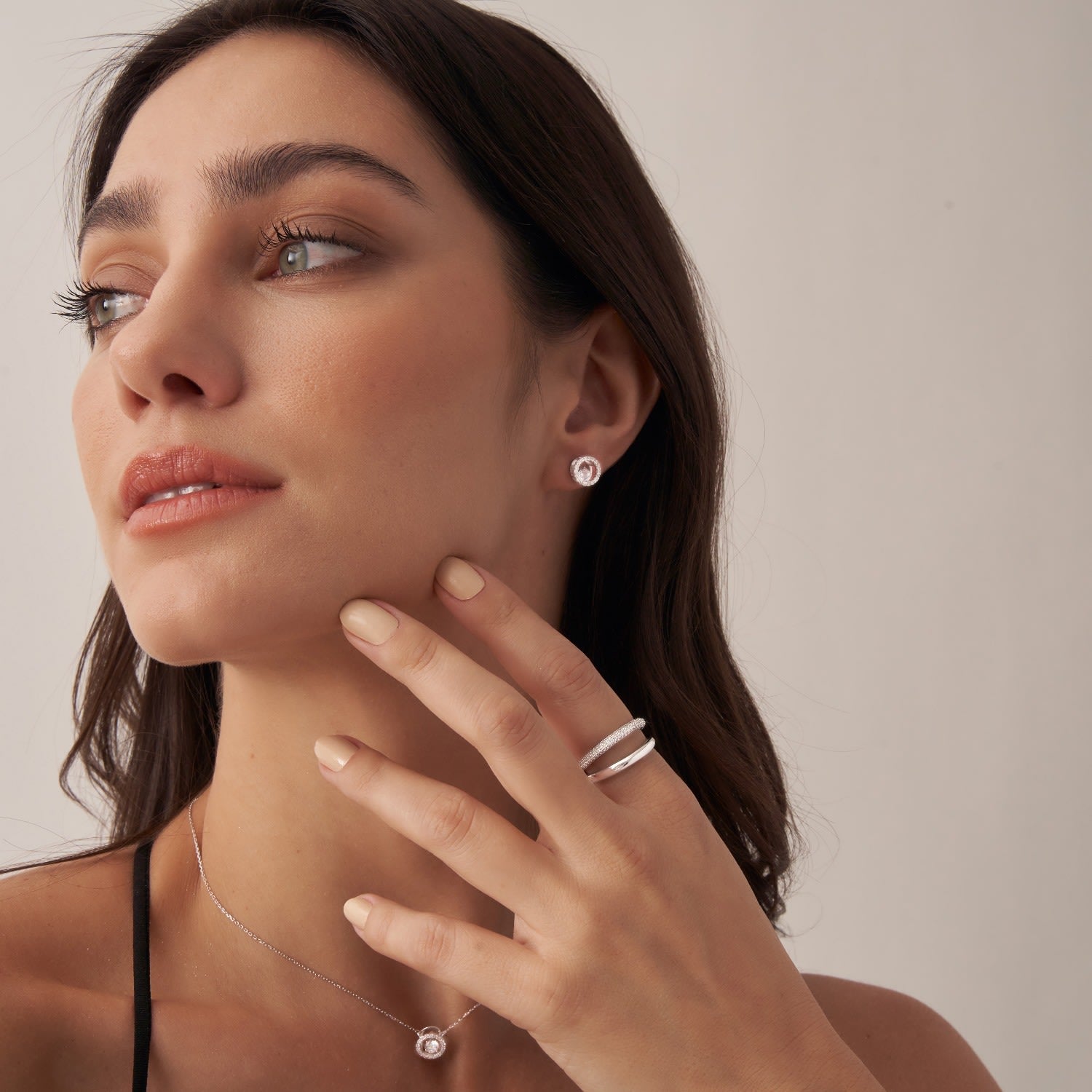 Thin Pave Dual Ring Gold