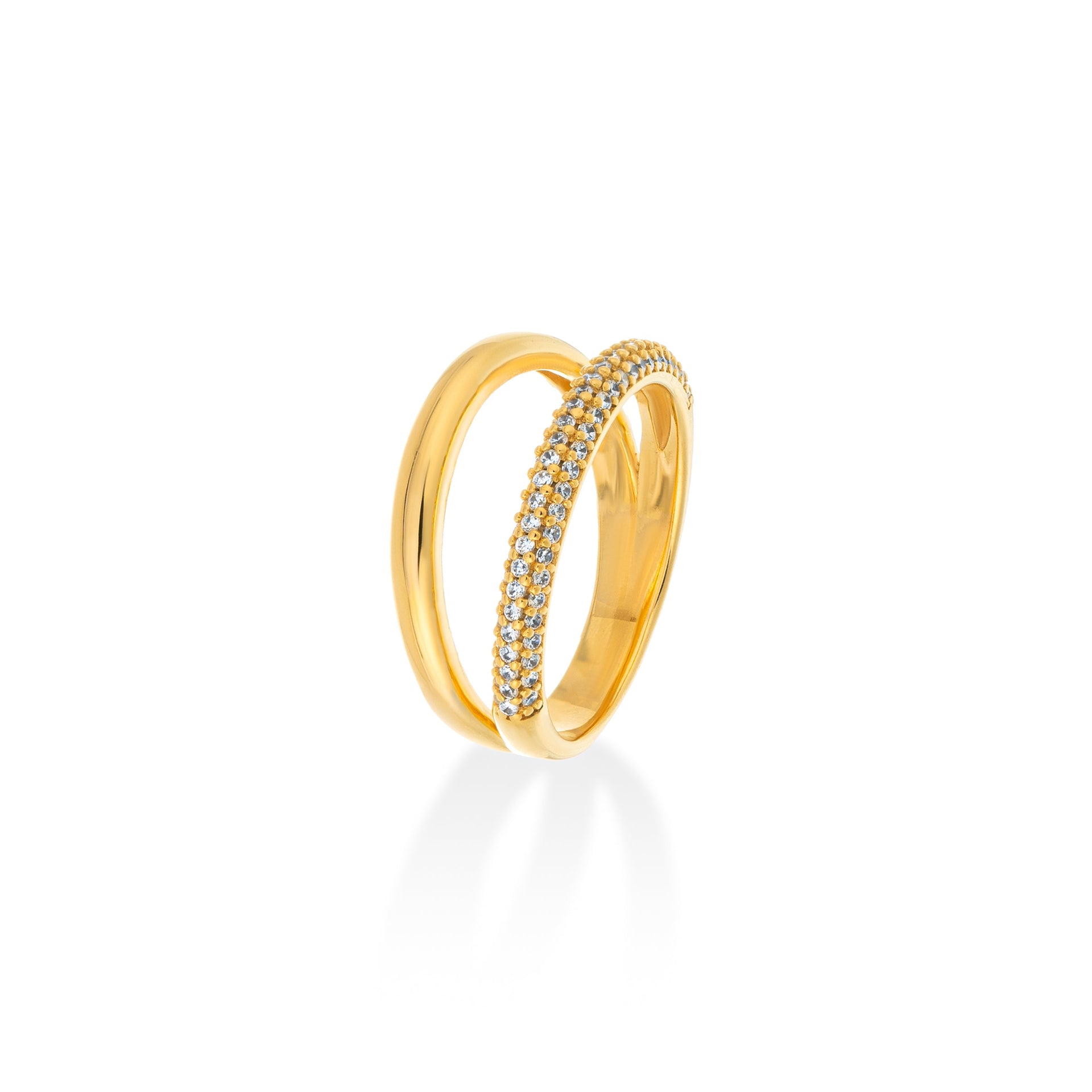 Thin Pave Dual Ring Silver