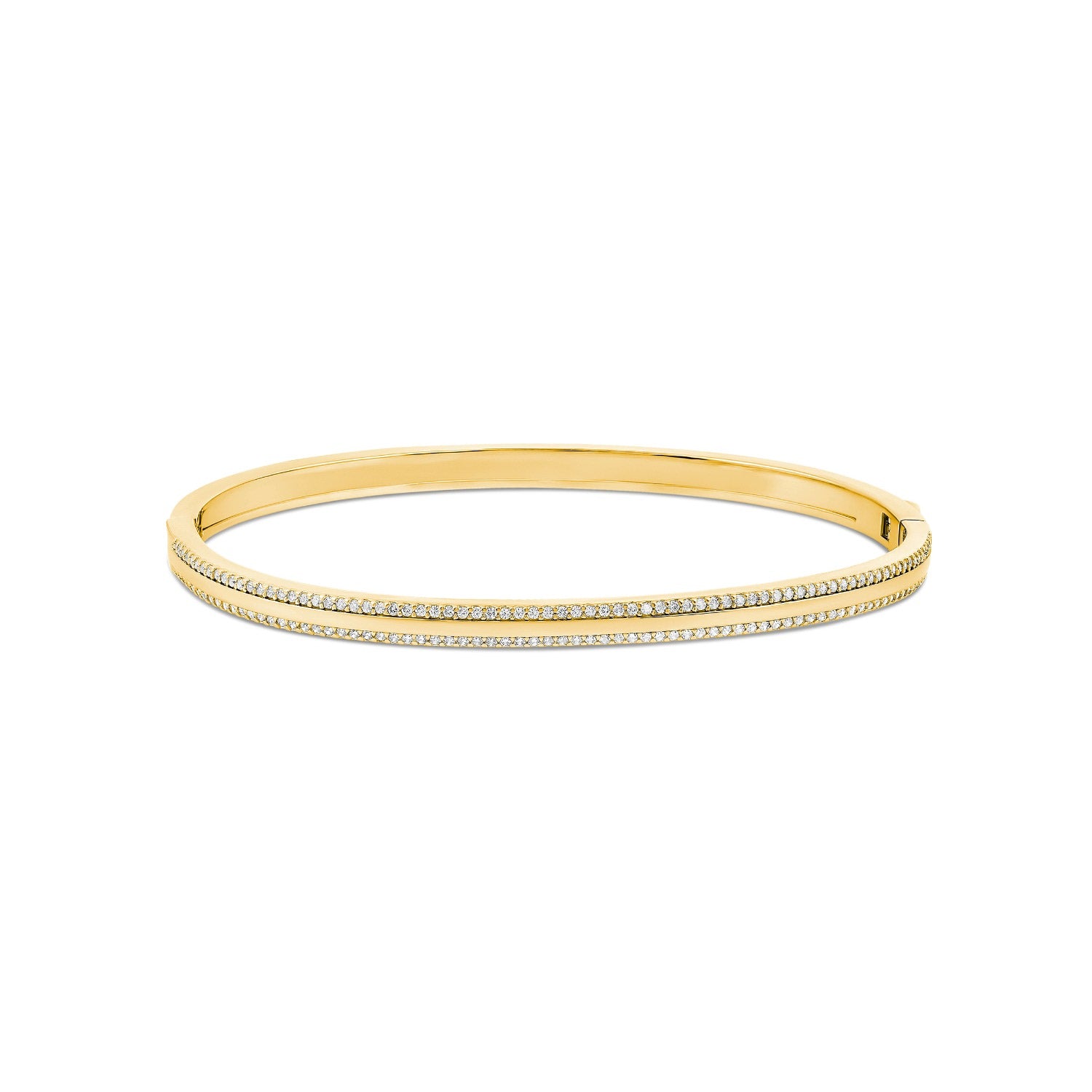 Thin Pave Outline Bangle - Gold