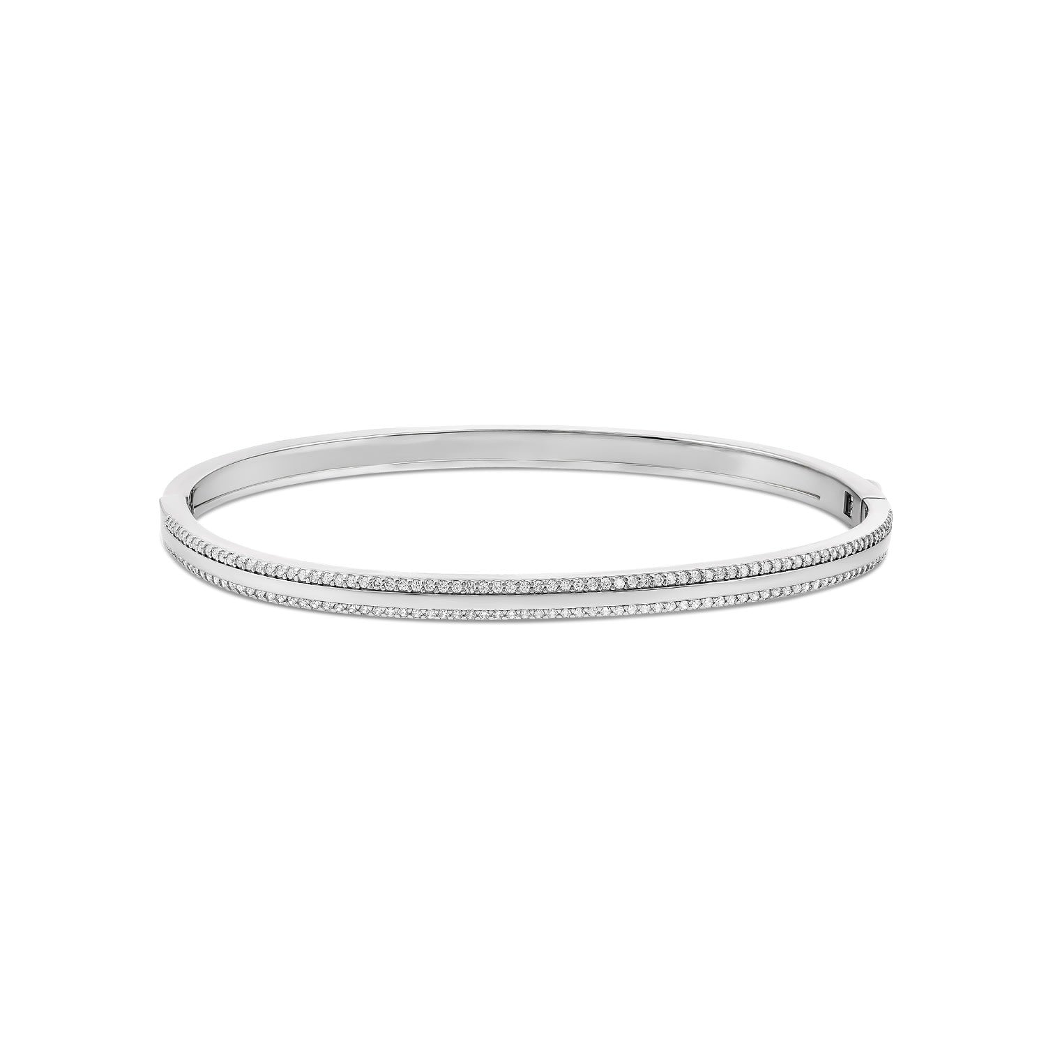 Thin Pave Outline Bangle - Silver
