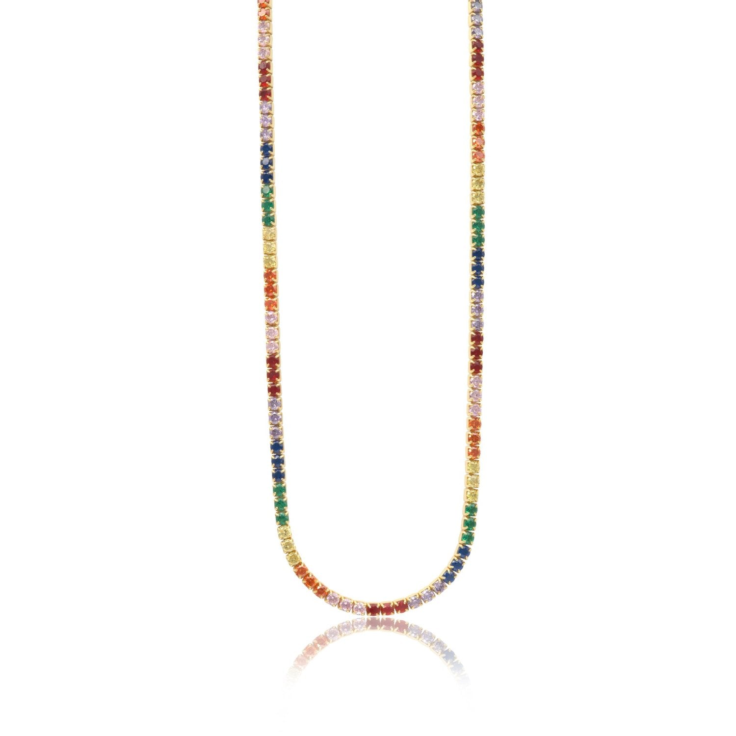Thin Tennis Necklace - Multicolor