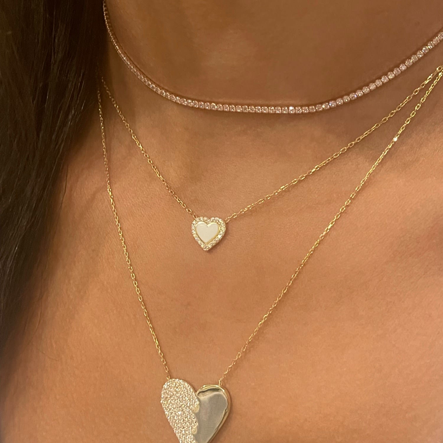 Thin Tennis Necklace - Rose