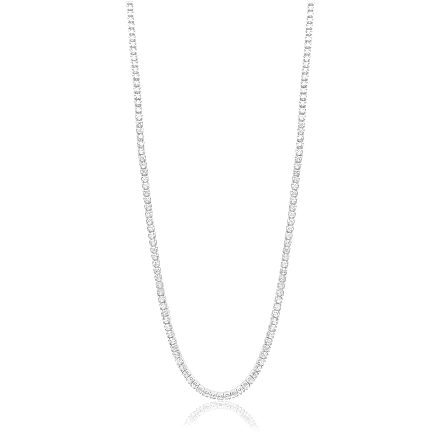 Thin Tennis Necklace - Silver