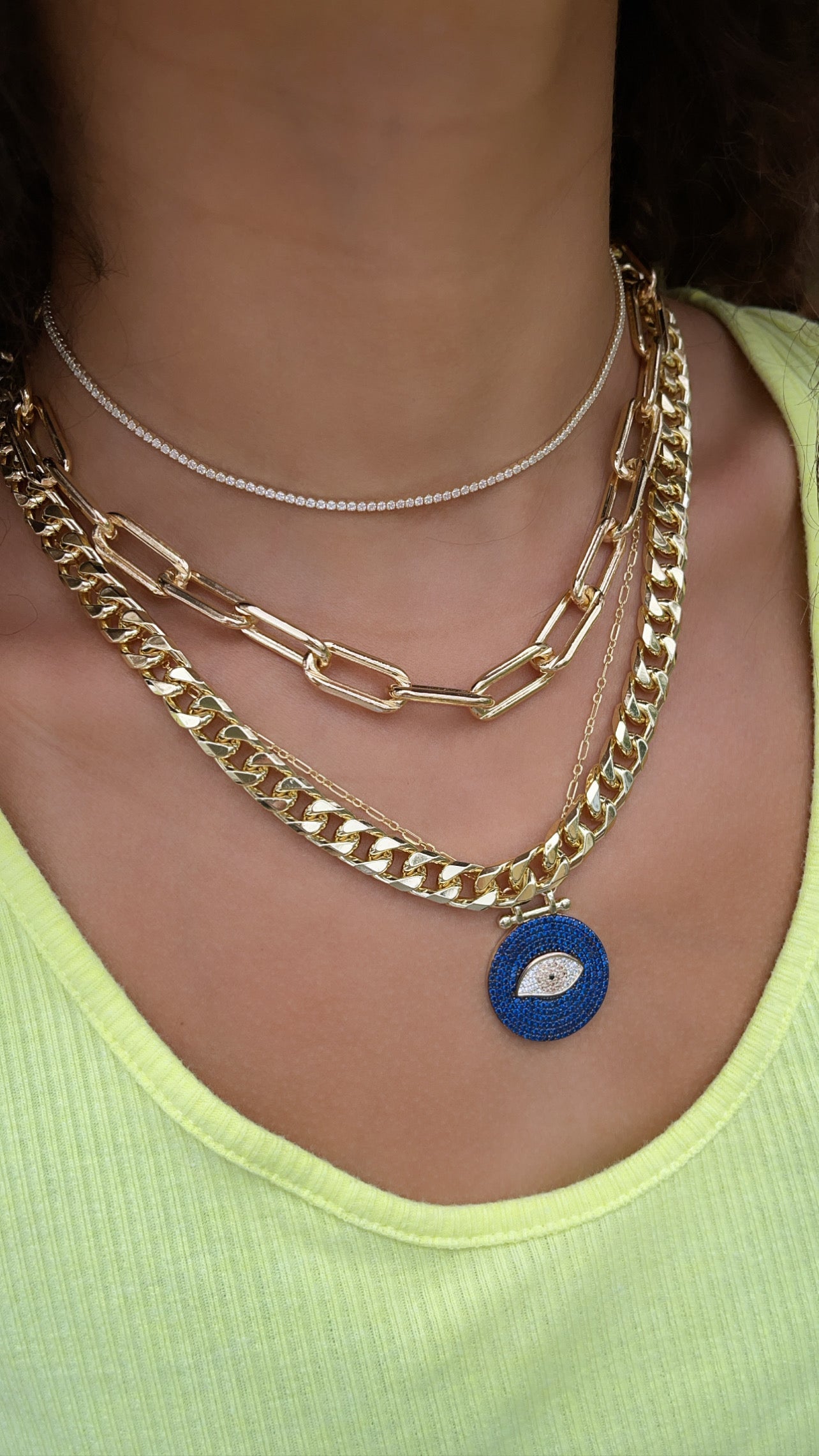 Thin Tennis Necklace - Gold