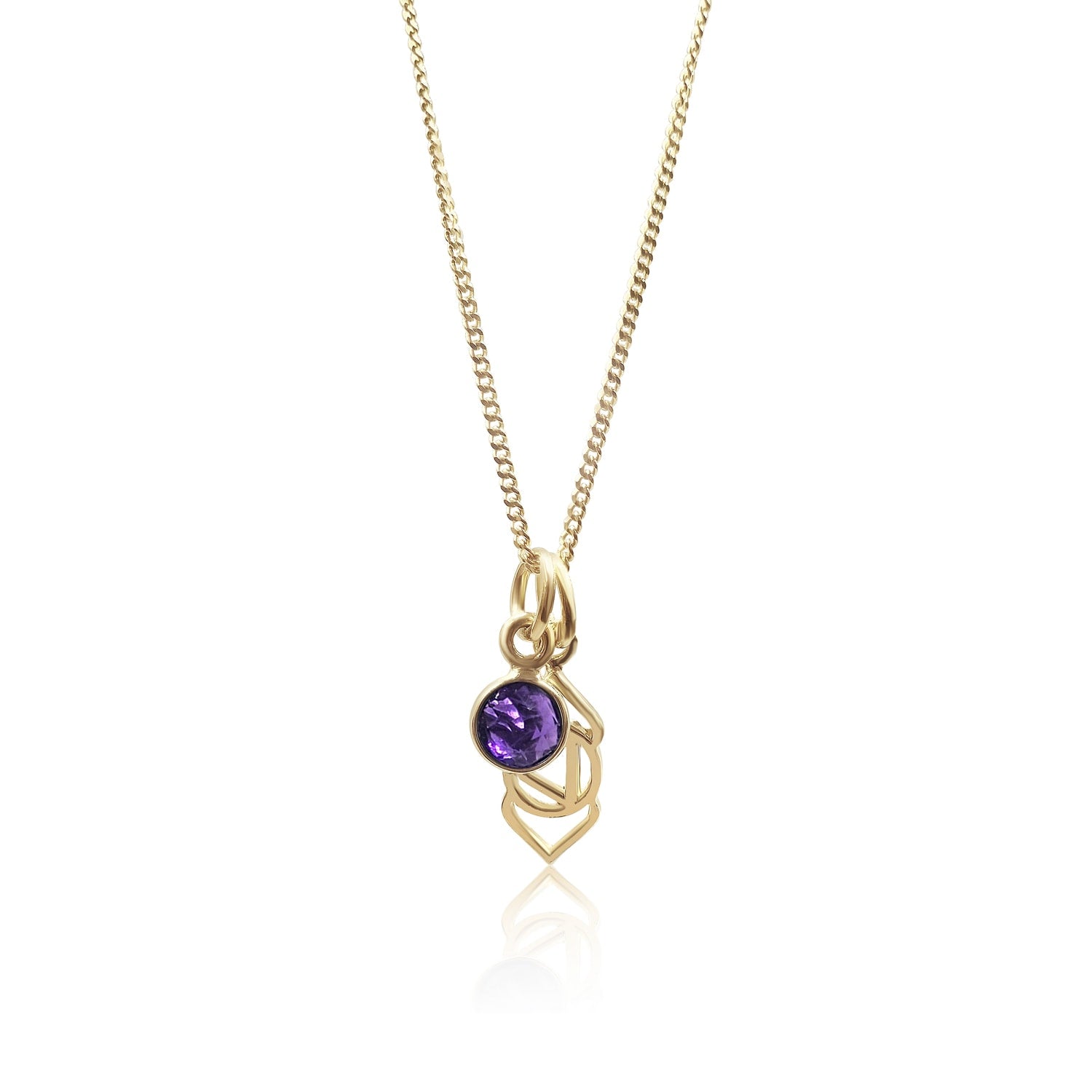 Third Eye Chakra/Ajna Chakra Charm Necklace In Gold Vermeil– Amethyst