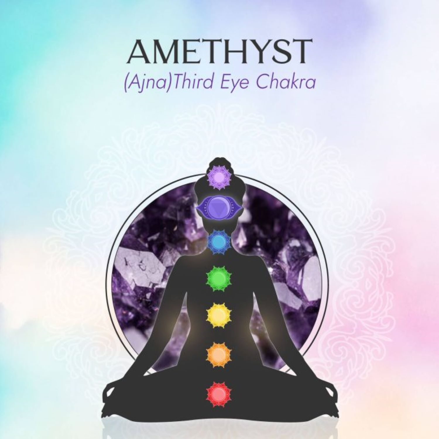 Third Eye Chakra/Ajna Chakra Charm Necklace In Gold Vermeil– Amethyst