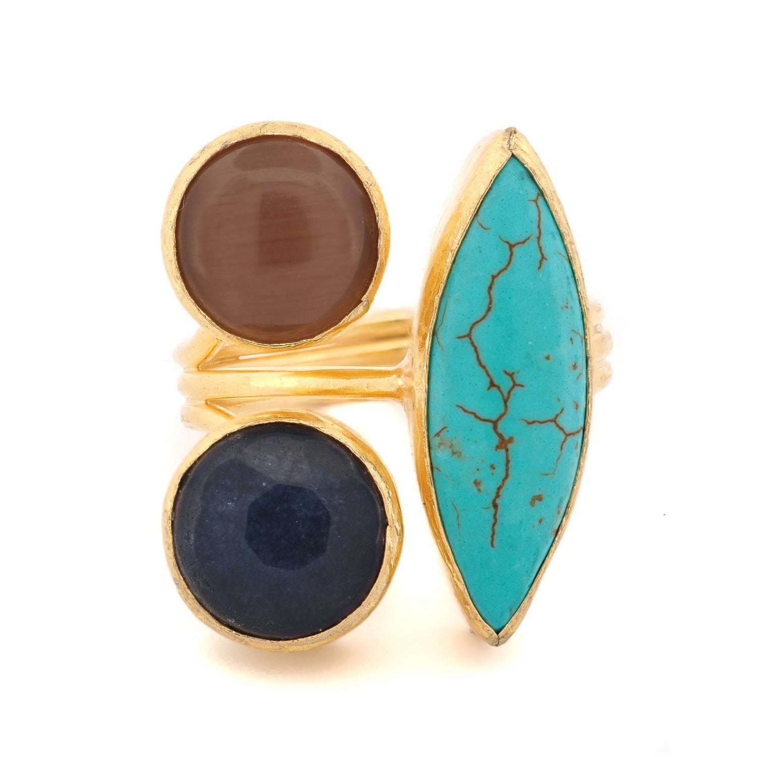 Third Eye Harmony Adjustable Gemstone Ring - Multicolour