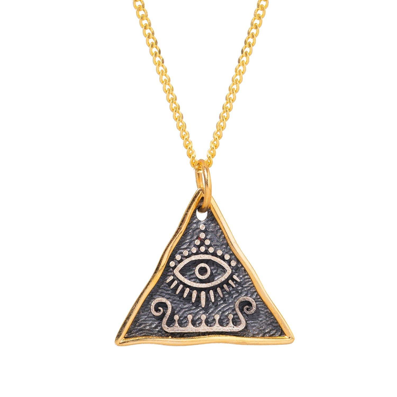 Spiritual Evil Eye Protection Sterling Silver & Gold Necklace - Gold