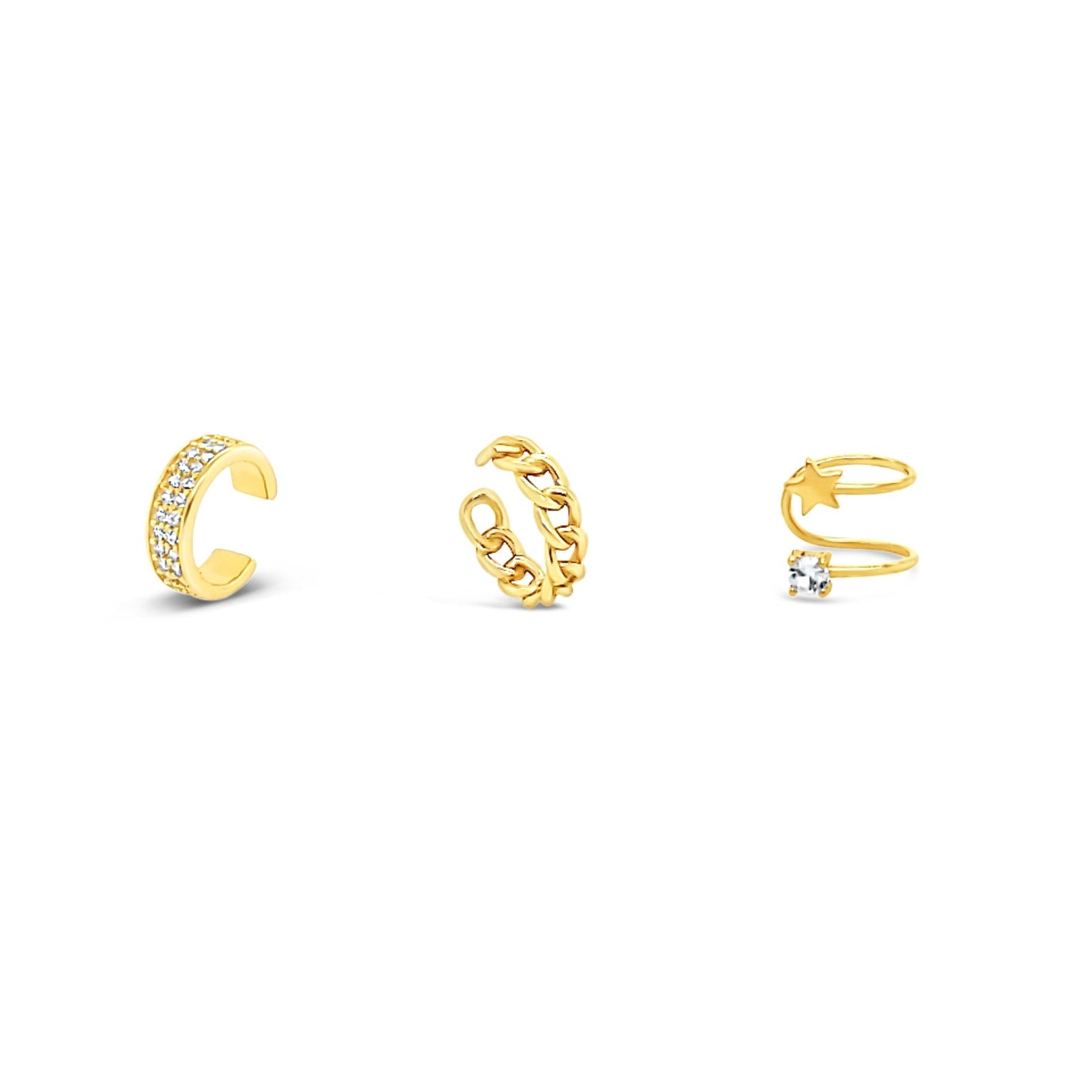 Three Cuff Earring Set - Gold