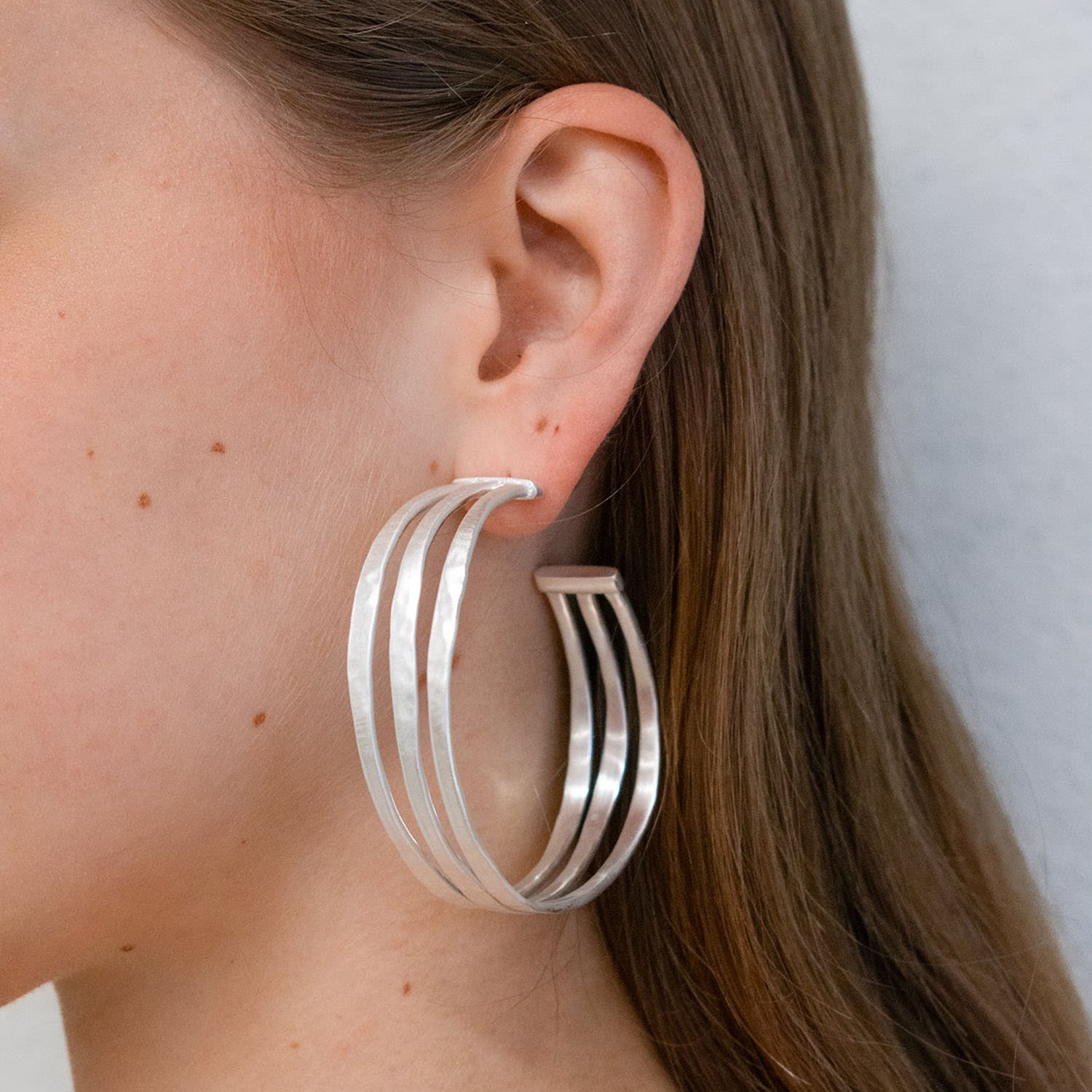 Three Generations Silver Hoop Earring