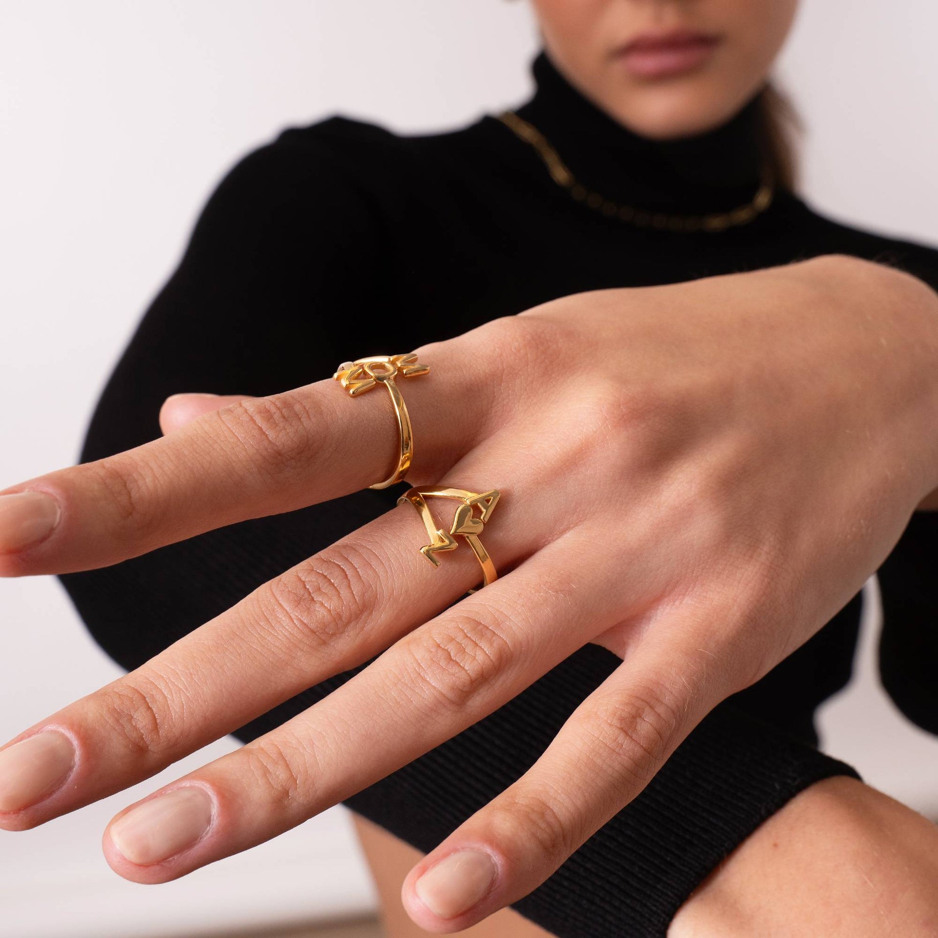 Three Initial Infinity Ring in 18K Gold Vermeil