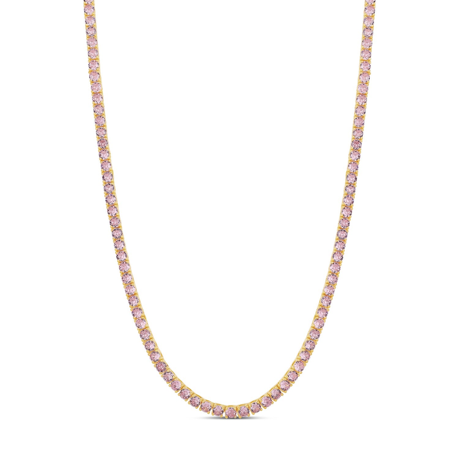 Three Mm Classic Tennis Necklace - Pink