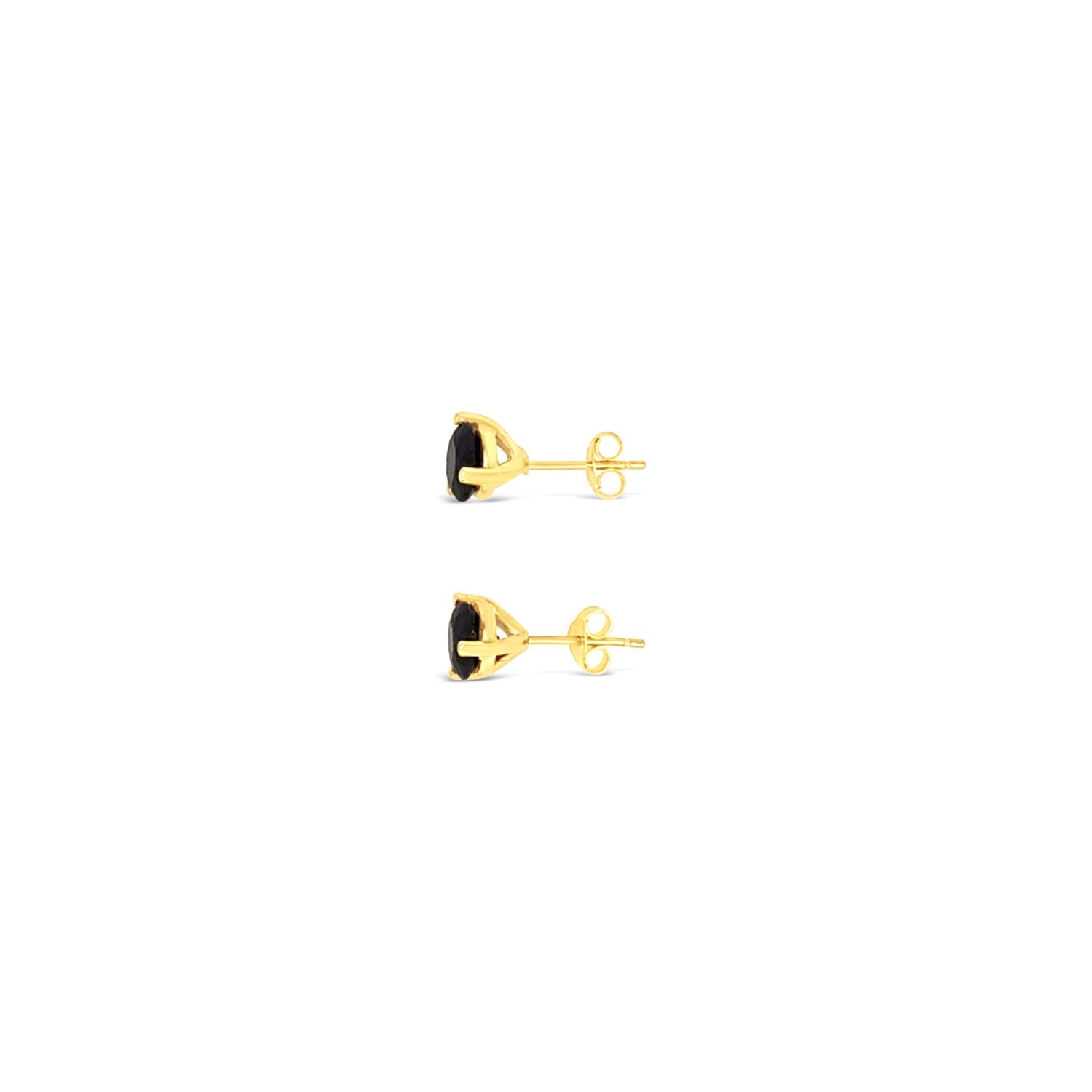 Three Prong Martini Four Mm Black Studs - 10K Gold