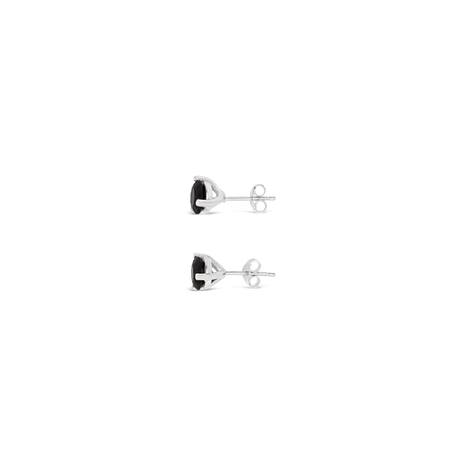 Three Prong Martini Five Mm Black Studs - 10K White Gold