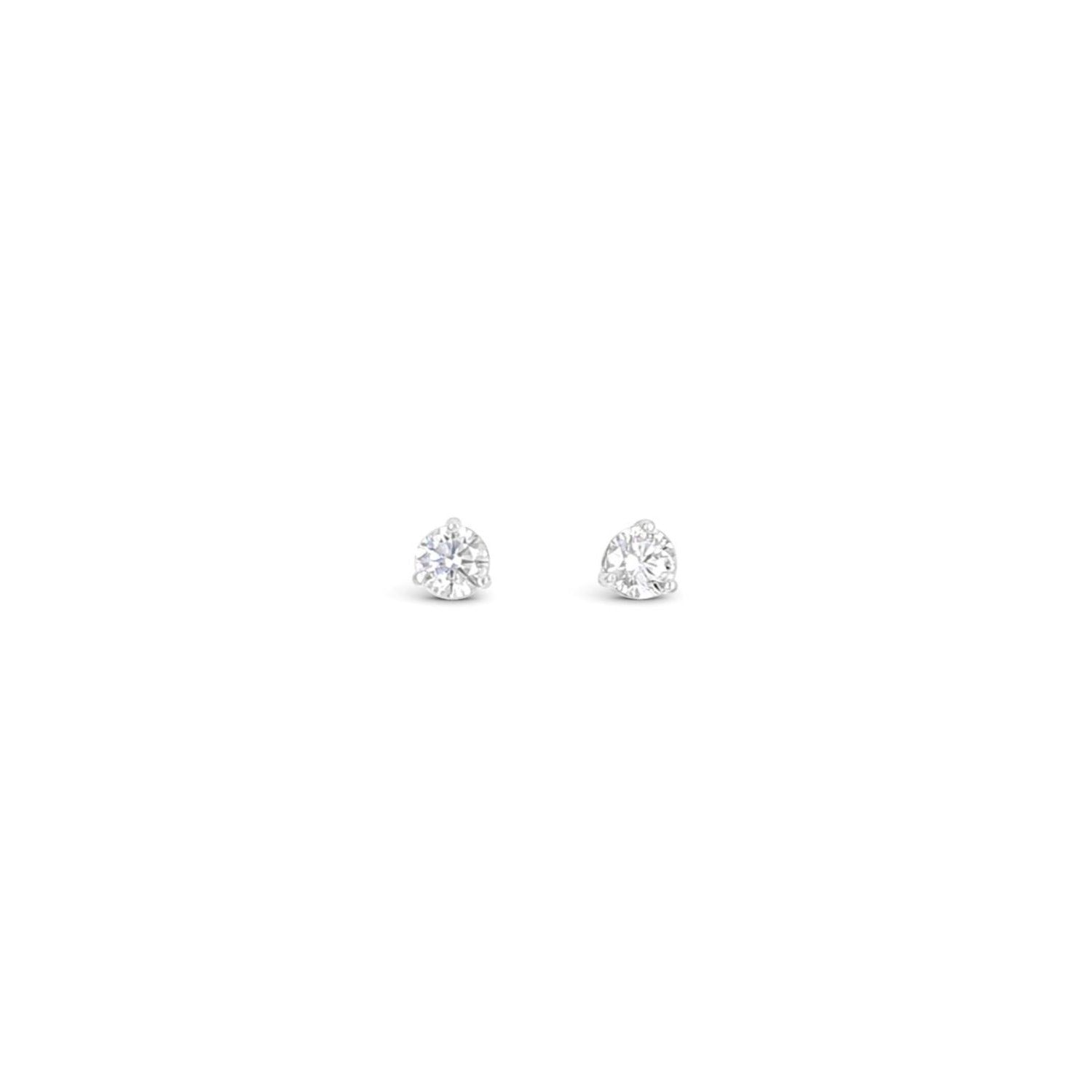 Three Prong Martini Five Mm Studs - 10K White Gold